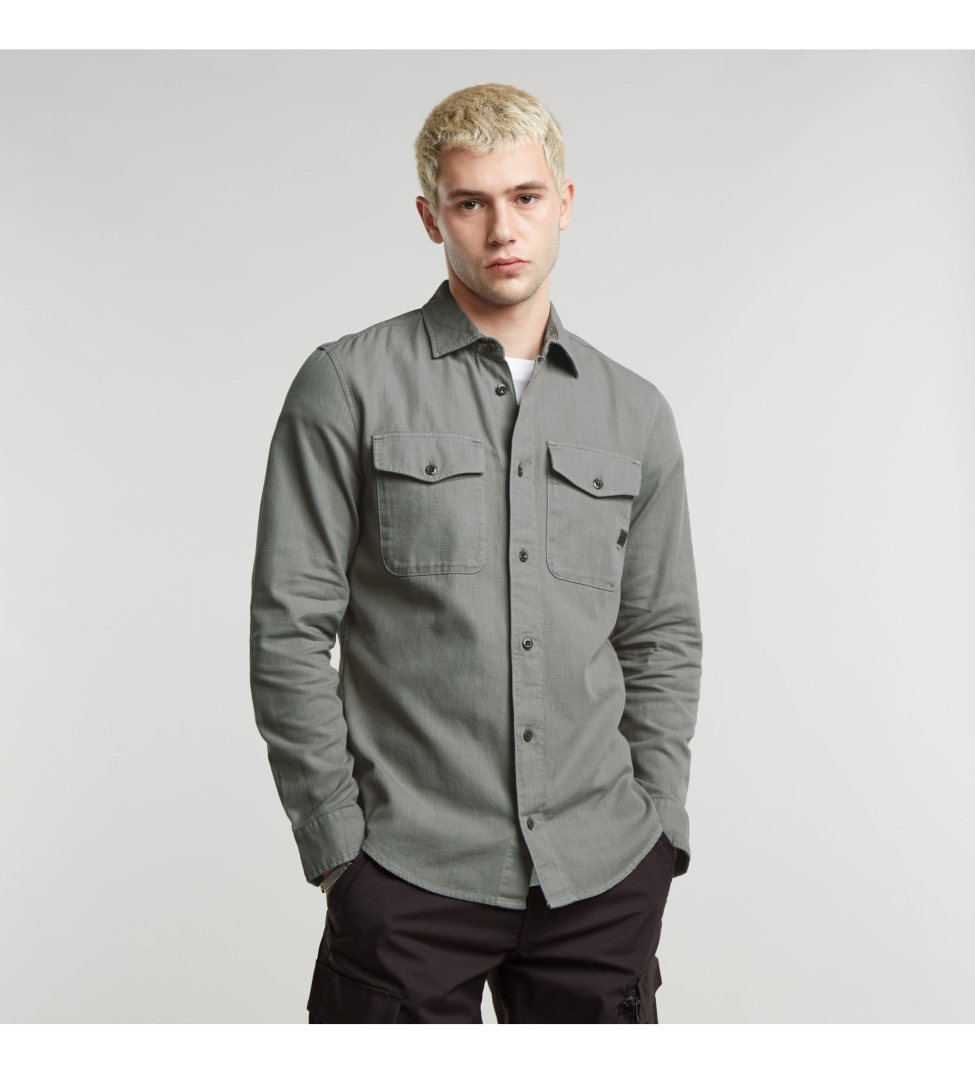 G-Star für Herren. D24963-D454-G493 Marine Slim Hemd grau (M), Lässig, Baumwolle, Langarm, Nachhaltig
