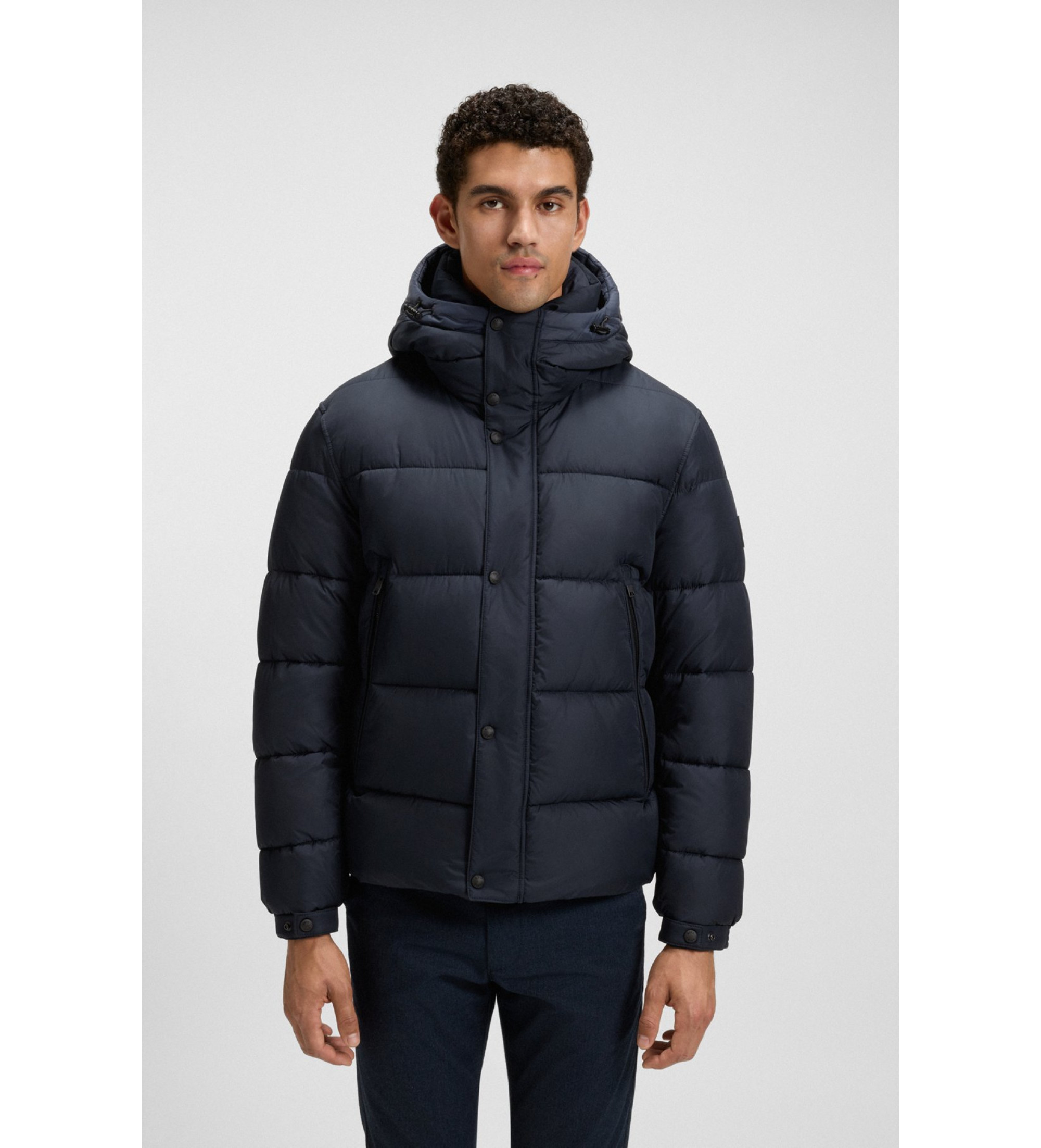 BOSS für Herren. 50528573 Omaris marineblauer Mantel (48), Lässig, Polyester