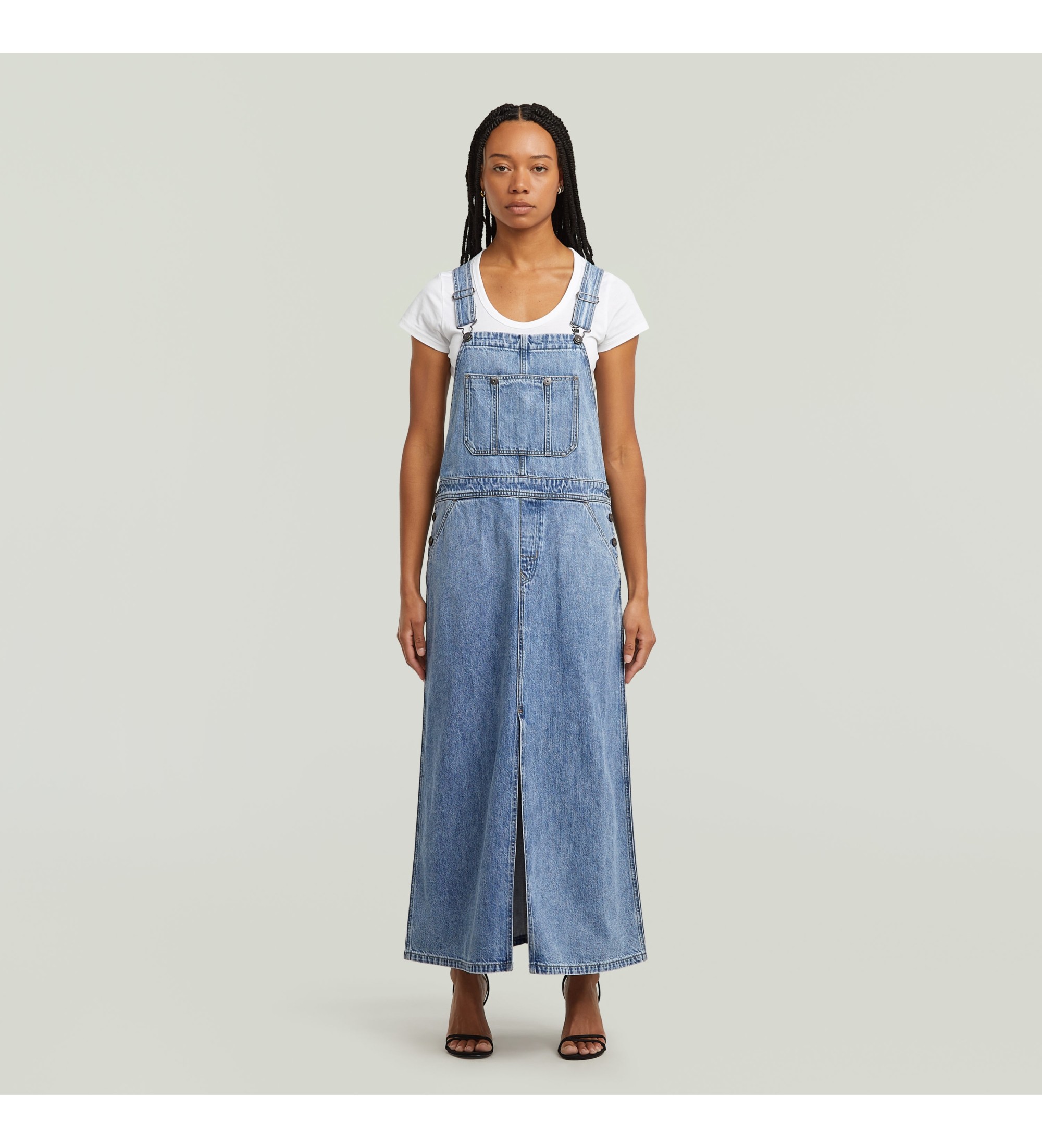 G-Star für Damen. D27734-D536-H550 Latzkleid Skater Maxi blau (XL), Lässig, Baumwolle, Denim, Ärmellos / Hosenträger