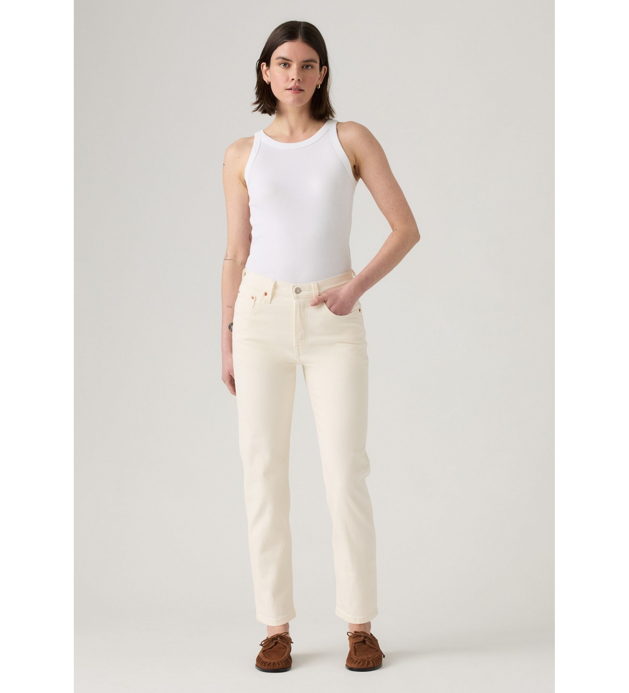 Levi's für Damen. 36200-0374 Jeans 501 Crop beige (31/28), Lässig, Baumwolle