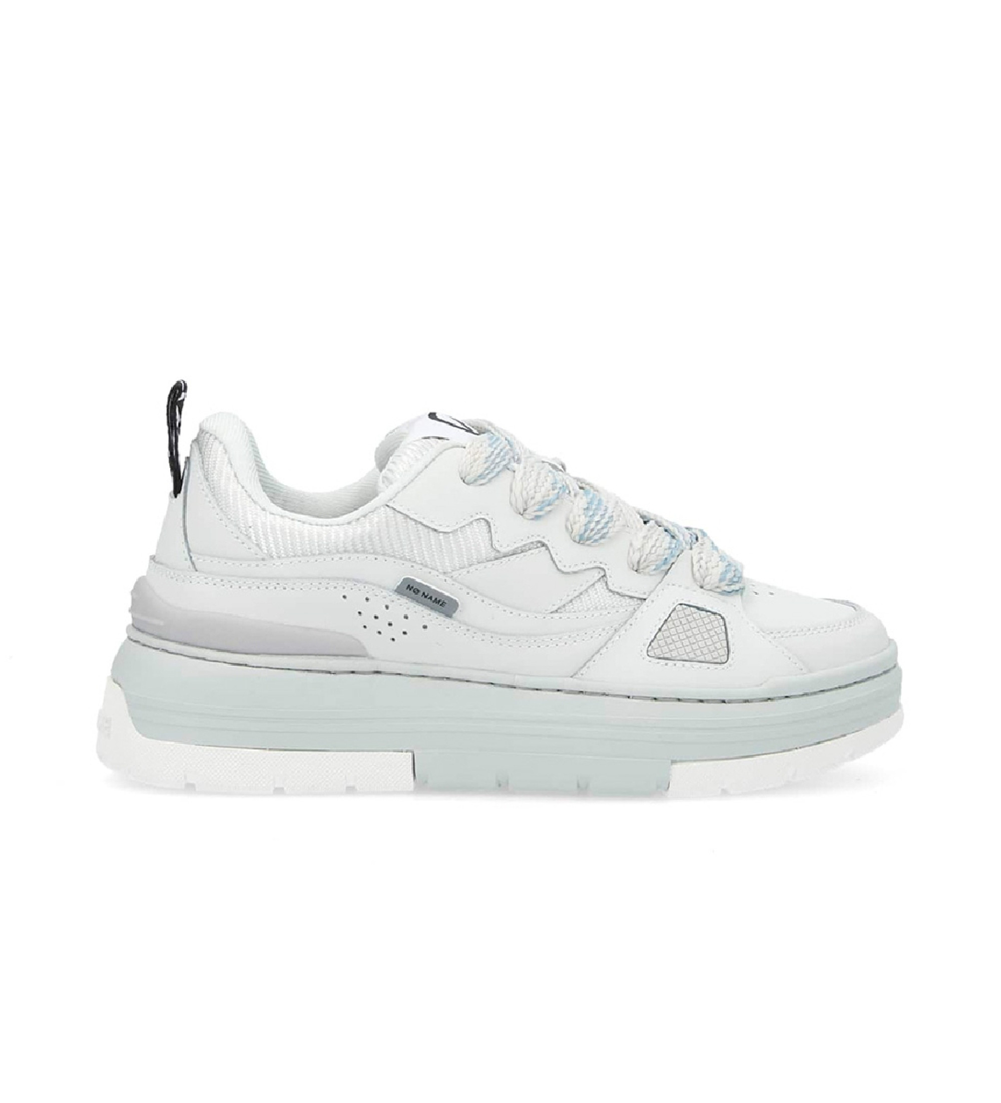NO NAME für Damen. RNFCNR0 Skate-inspirierte Nollie Plateau-Turnschuhe aus Leder weiß, hellgrau (40), Wohnung, Schnürsenkel, Lässig