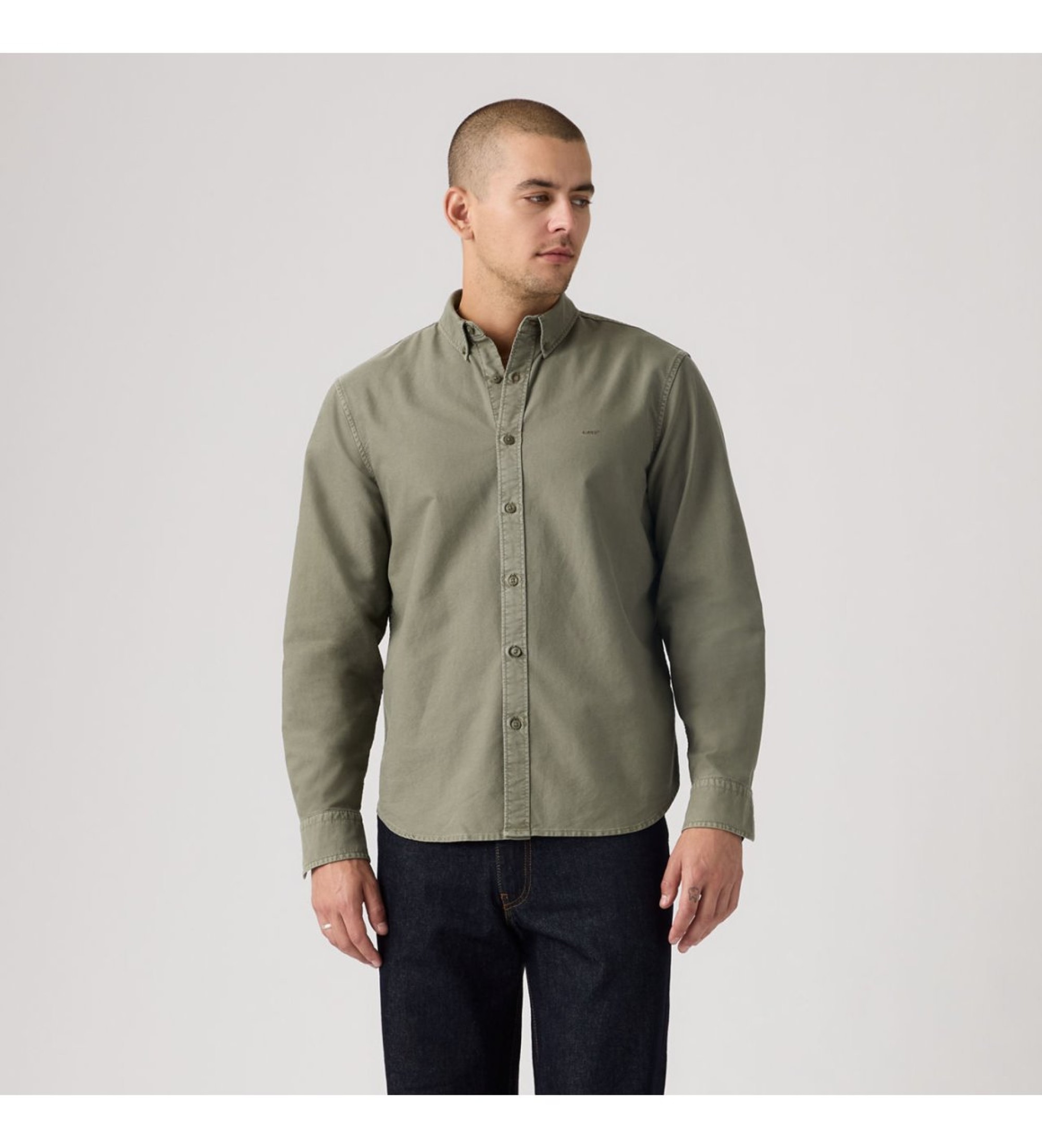 Levi's für Herren. A7210-0053 Authentisches grünes Hemd (L), Lässig, Baumwolle, Langarm