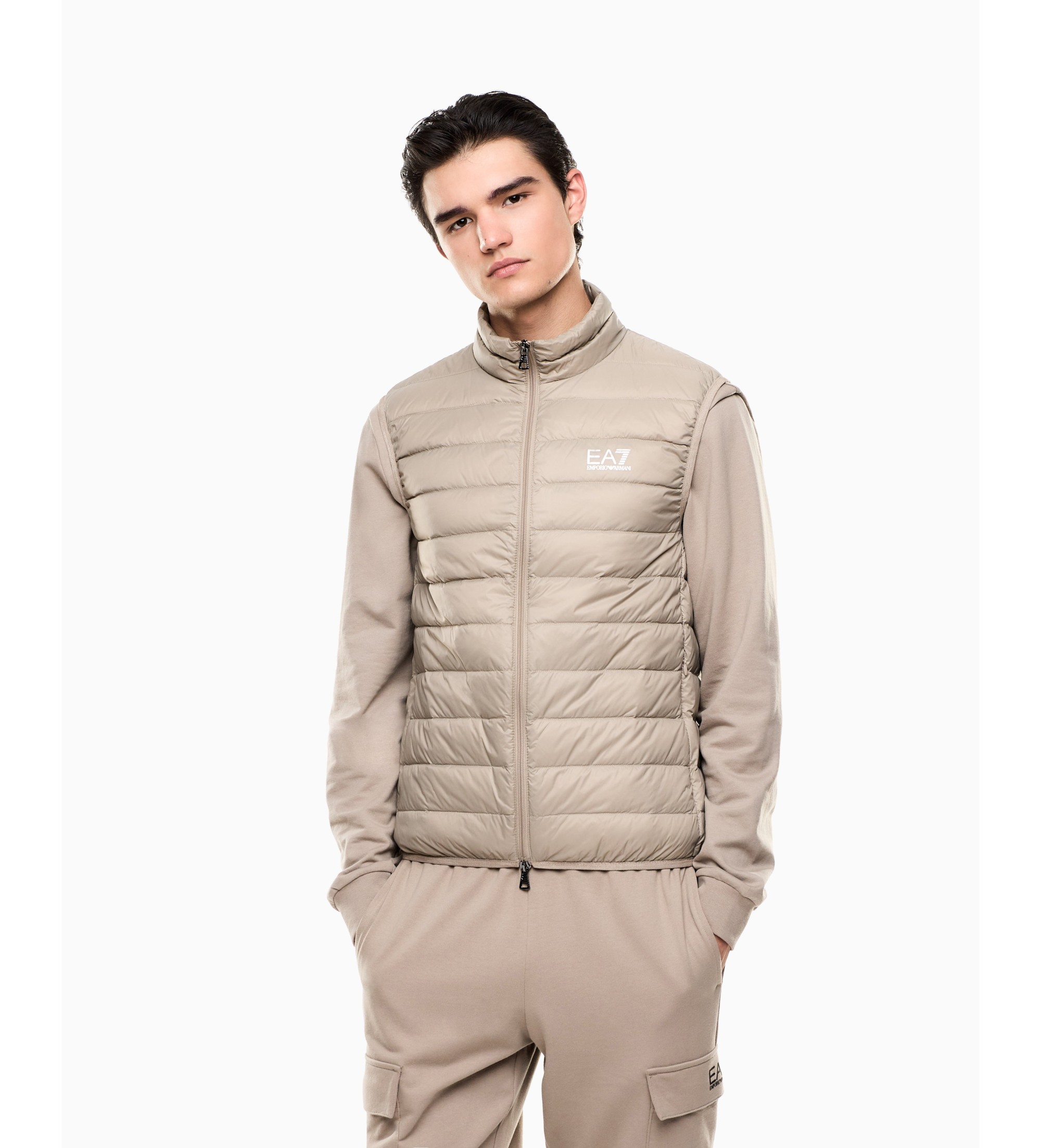 EA7 für Herren. 8NPQ06_PNGPZ Core-Identity-Weste Beige (XXL), Lässig, Polyester, Ärmellos / Hosenträger