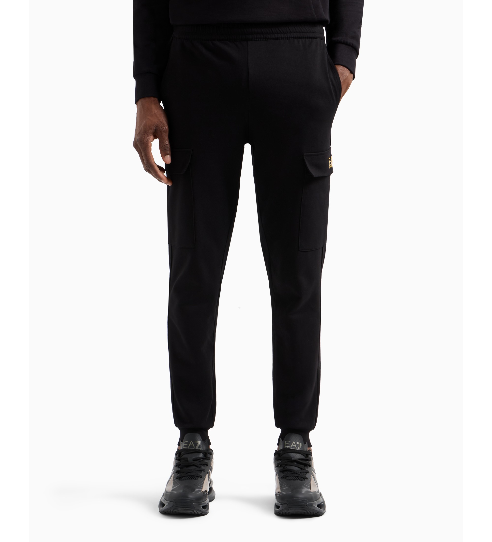 EA7 für Herren. 8NPP67_PJVRZ Schwarze Cargo-Hose von Core Identity (3XL), Lässig, Baumwolle