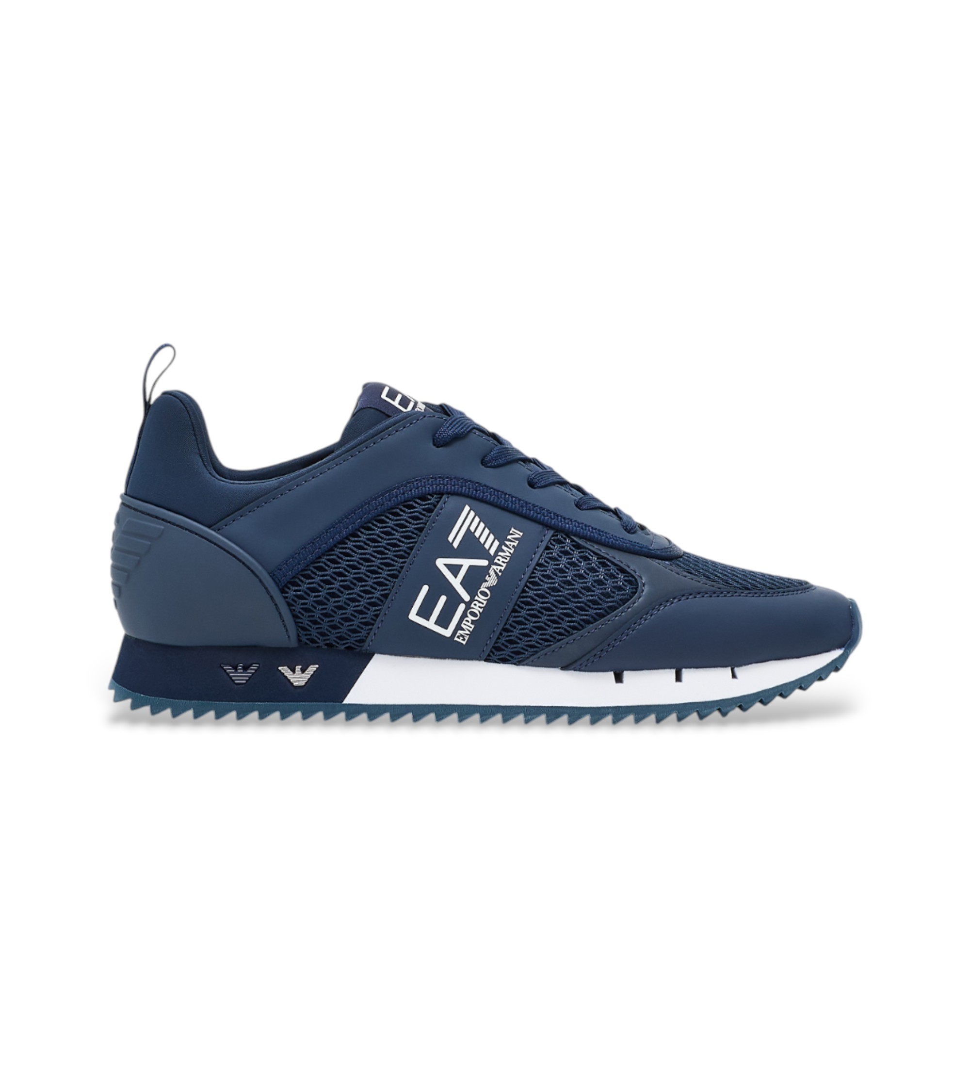 EA7 Unisex. 7X000334_AF18610 Sneaker Black & White Laces marineblau (42 2/3), Stoff, Wohnung, Keine, Lässig