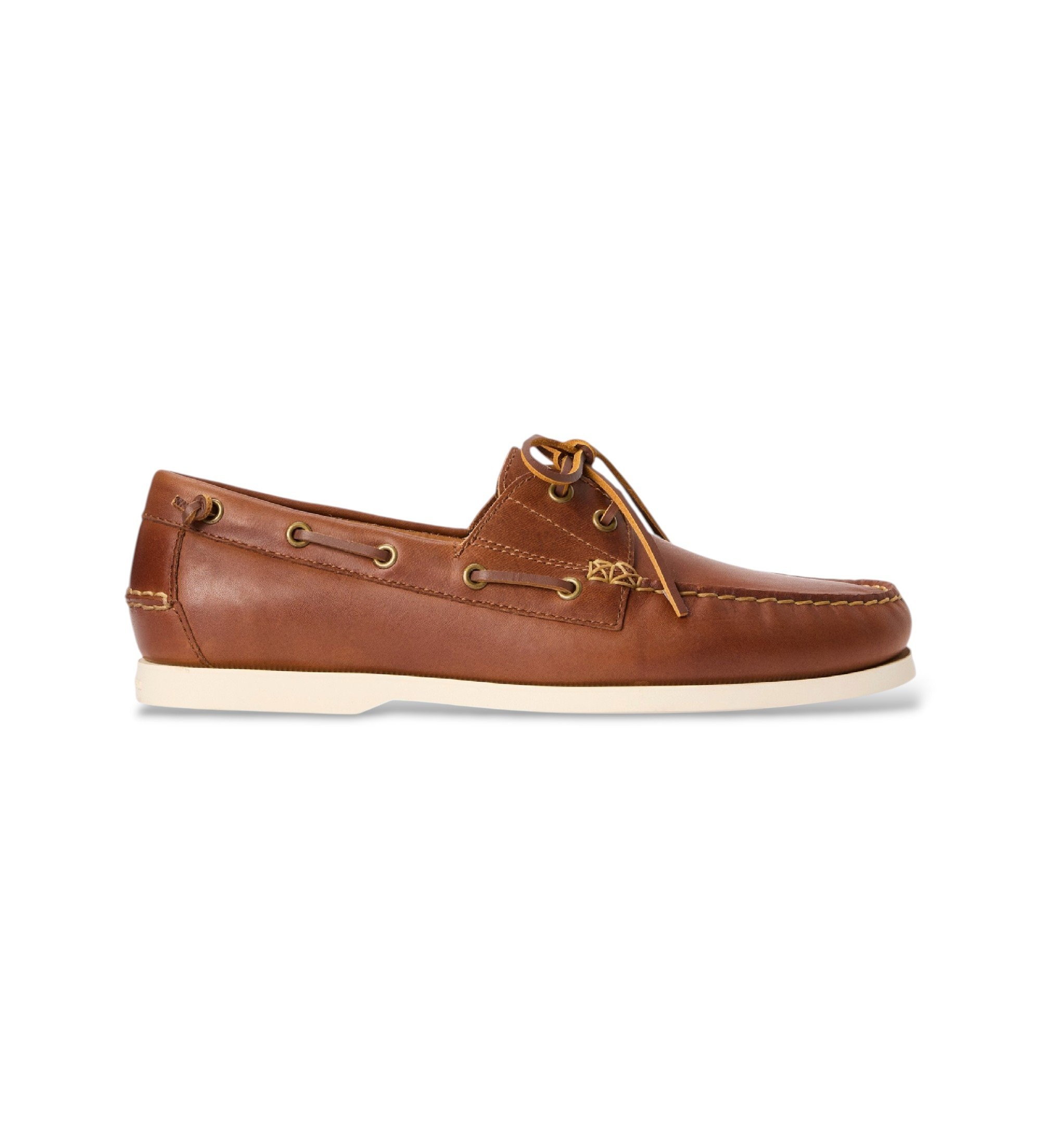 Polo Ralph Lauren für Herren. 803932996002 Merton Bootsschuhe aus Leder mit braunen Blöcken (40), Beige, Wohnung, Schnürsenkel, Lässig