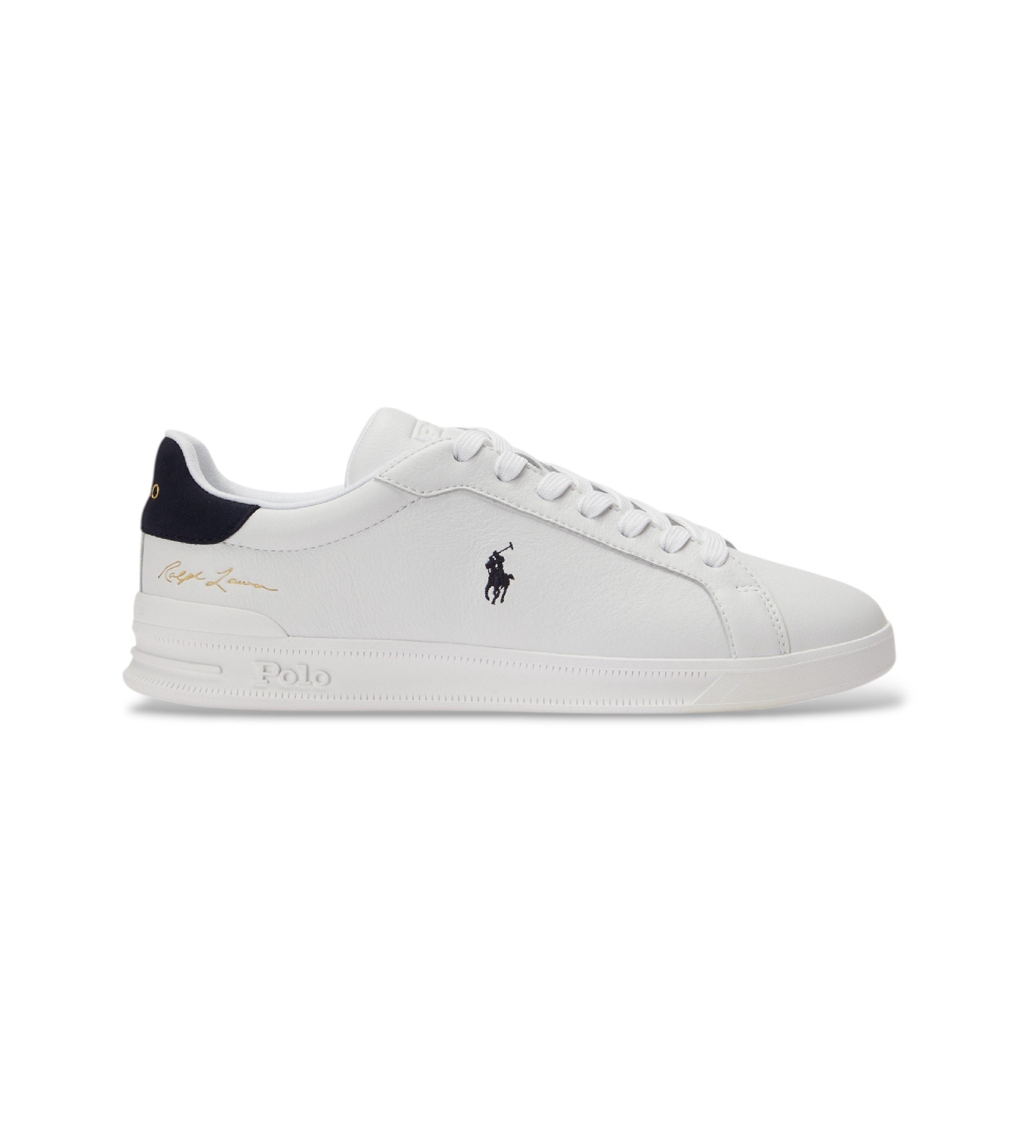 Polo Ralph Lauren für Herren. 809P10044002 Heritage Court II Leder Turnschuhe weiß (47), Wohnung, Schnürsenkel, Lässig