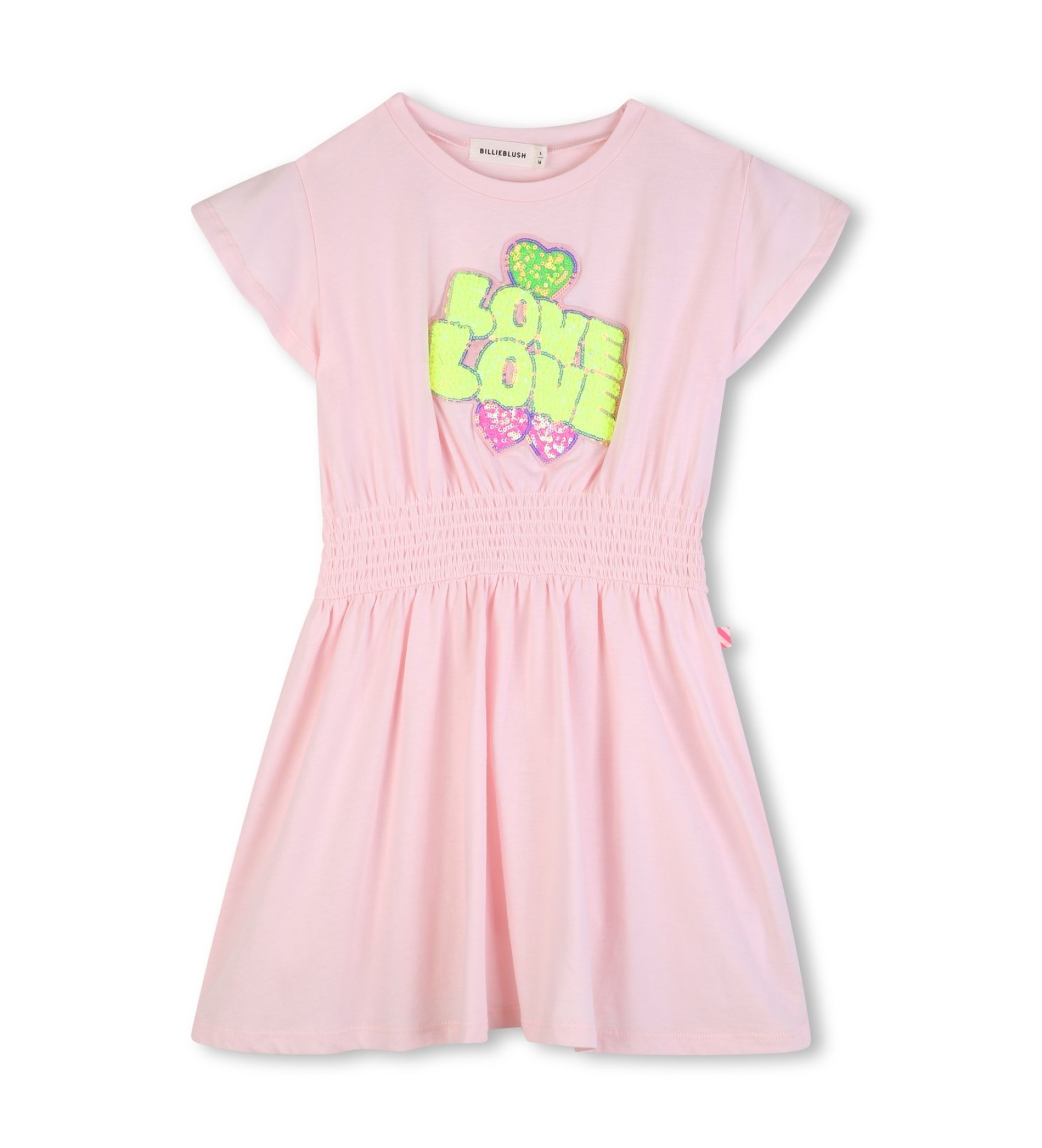 Billieblush für Mädchen. U21828 Rosa Paillettenkleid (8Y= 126cm), Lässig, Baumwolle, Kurzarm, Kinderbekleidung