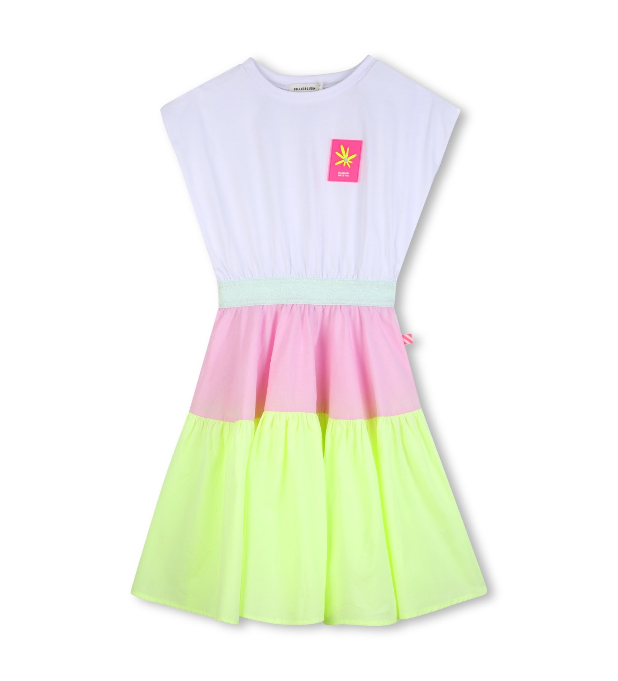 Billieblush für Mädchen. U21826 Zweifarbiges weißes Kleid (12Y= 150cm), Lässig, Baumwolle, Ärmellos / Hosenträger, Kinderbekleidung