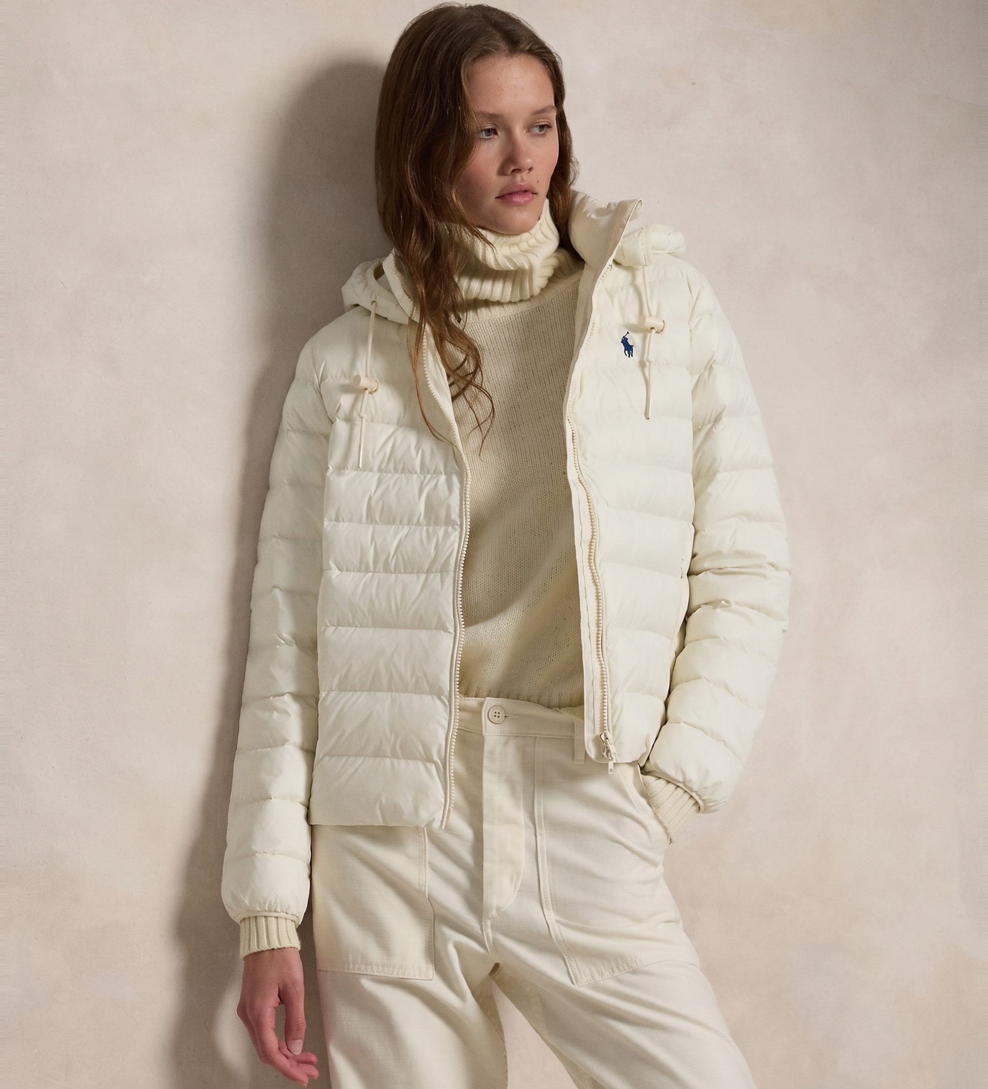 Polo Ralph Lauren für Damen. 211958932003 Faltbare wasserdichte Kapuzenjacke weiß (XL), Lässig, Nachhaltig, Recyceltes Nylon