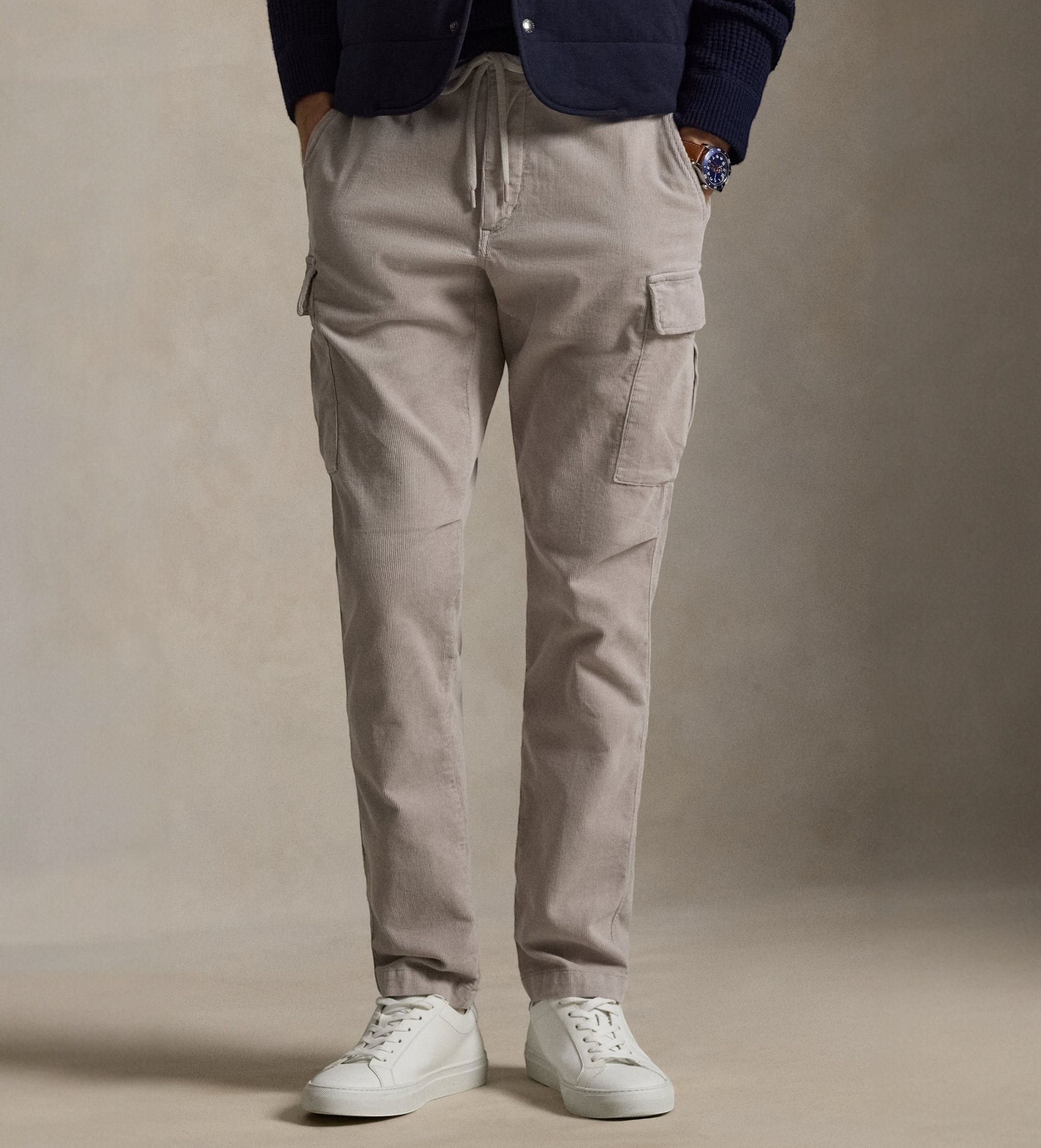 Polo Ralph Lauren für Herren. 710P03051002 Stretch-Cord Cargohose Slim Fit grau (40/34), Lässig, Baumwolle