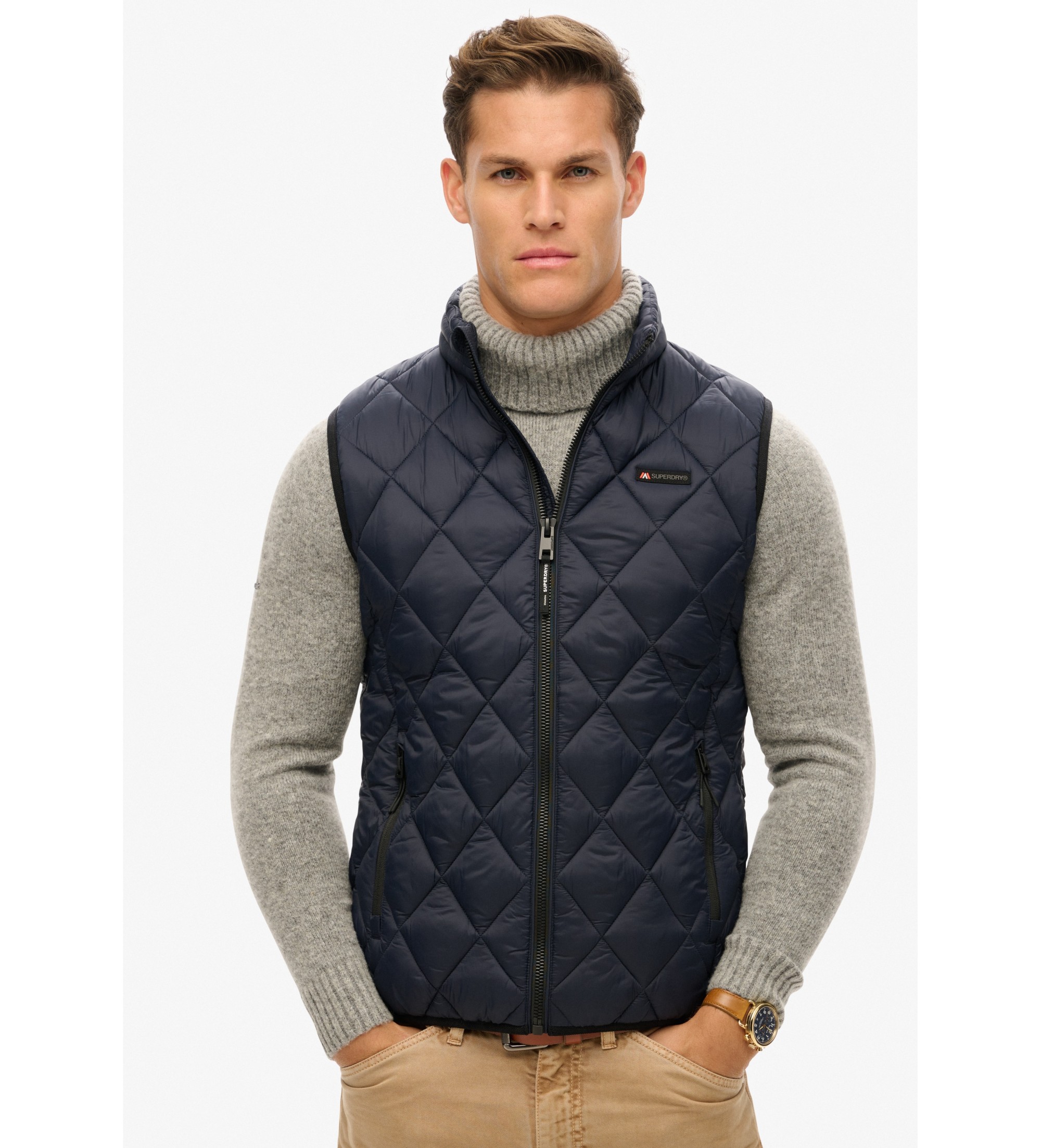 Superdry für Herren. M5012143A Fuji Lite Weste navy (L), Lässig, Nylon, Marine