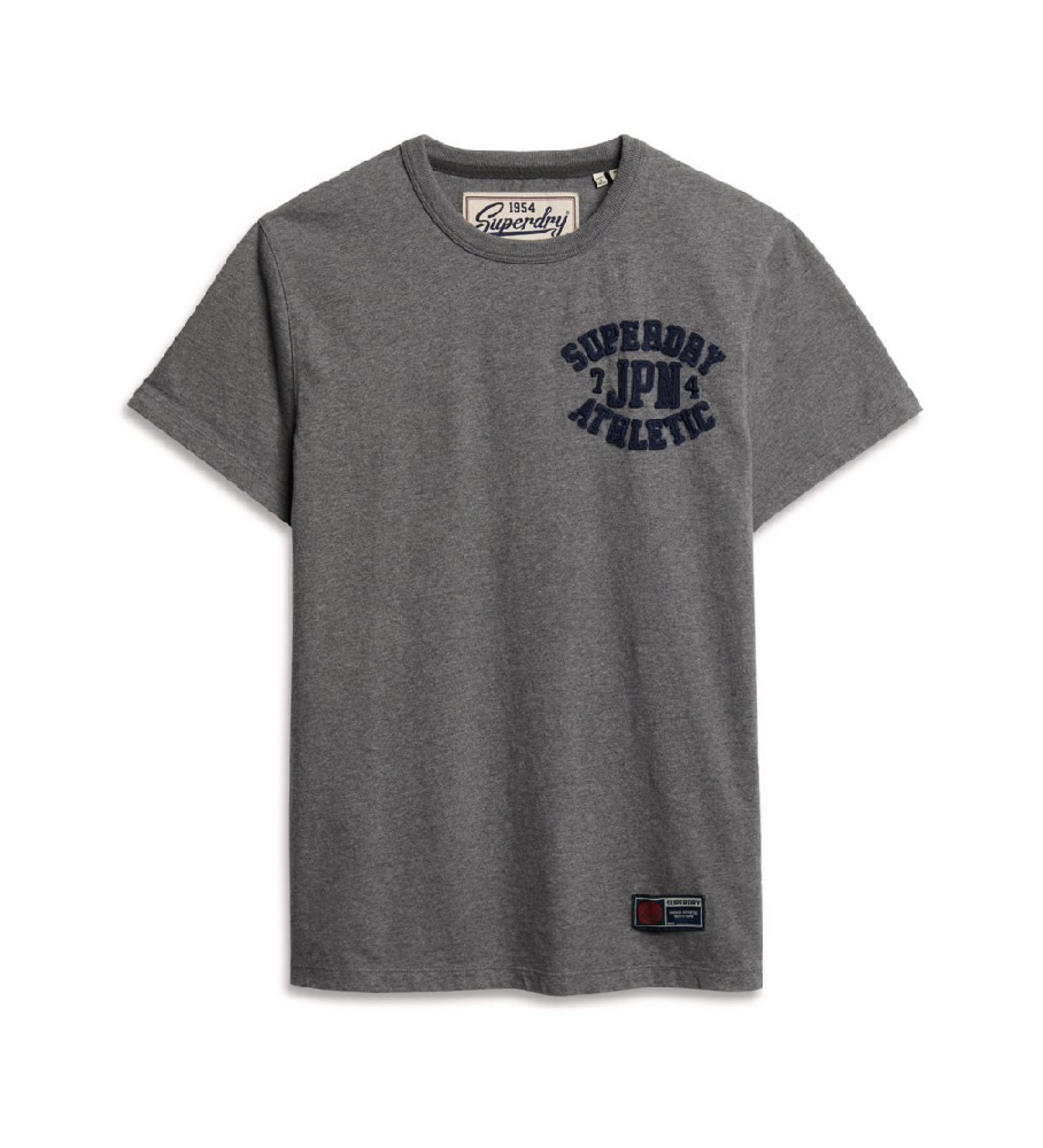 Superdry für Herren. M1012041A Vintage Athletic graues Kurzarm-T-Shirt mit Brustausschnitt (XXL), Lässig, Baumwolle