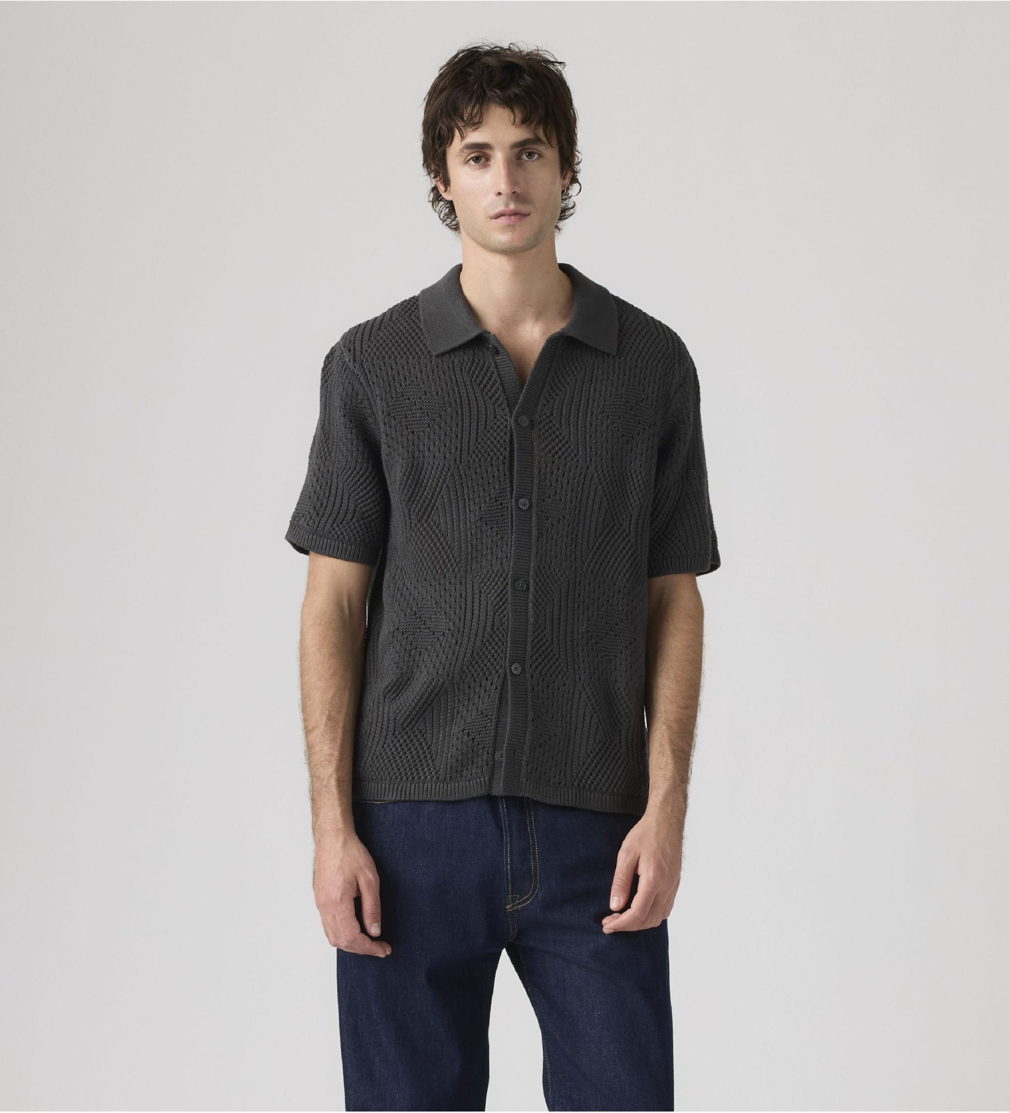 Levi's für Herren. 0013G-0004 Camp Shirt schwarz (L), Lässig, Baumwolle, Kurzarm