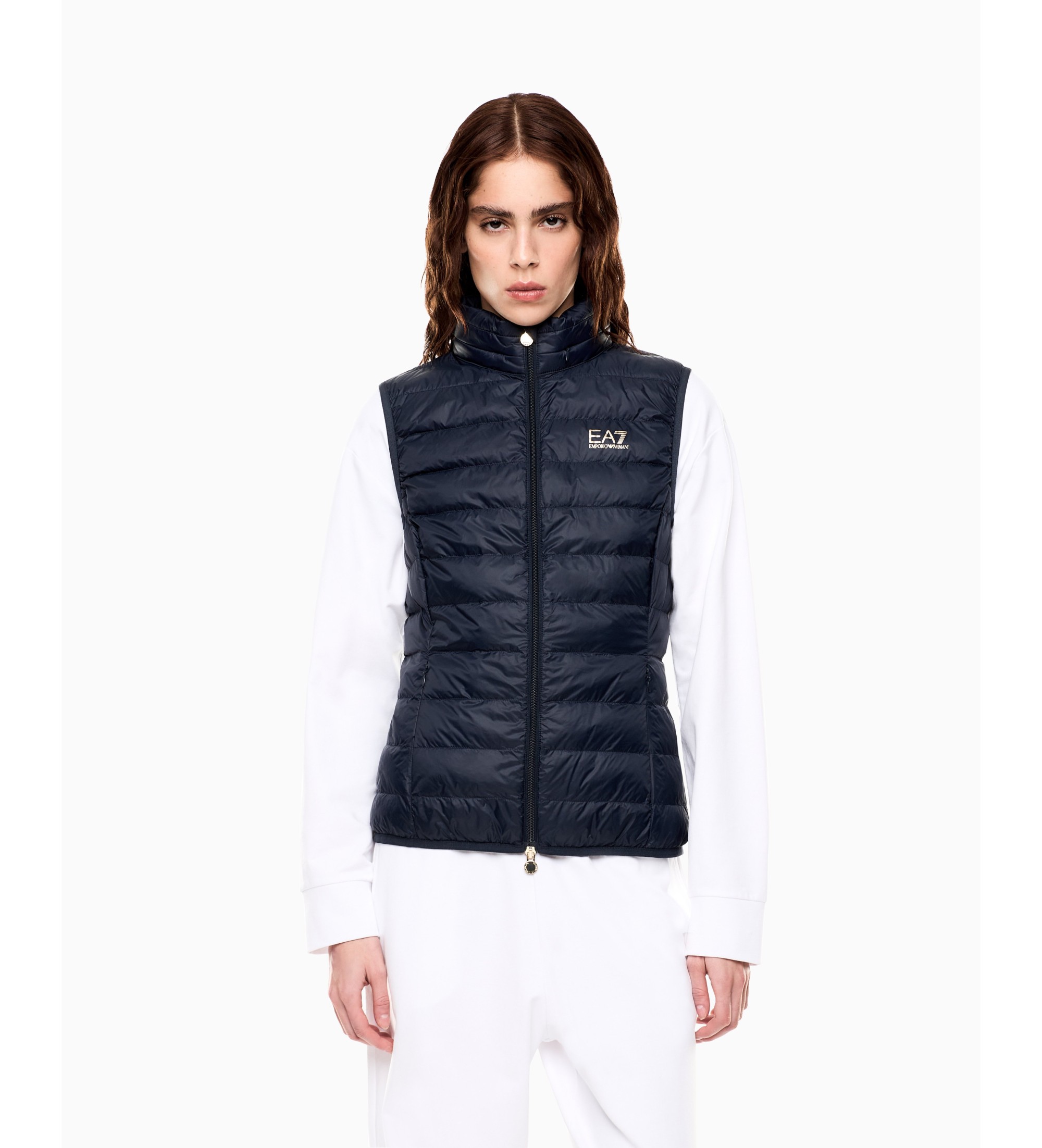 EA7 für Damen. 7W000472_AF12477 Weste Core Lady navy (3XL), Klassisch, Polyester, Ärmellos / Hosenträger, Marine