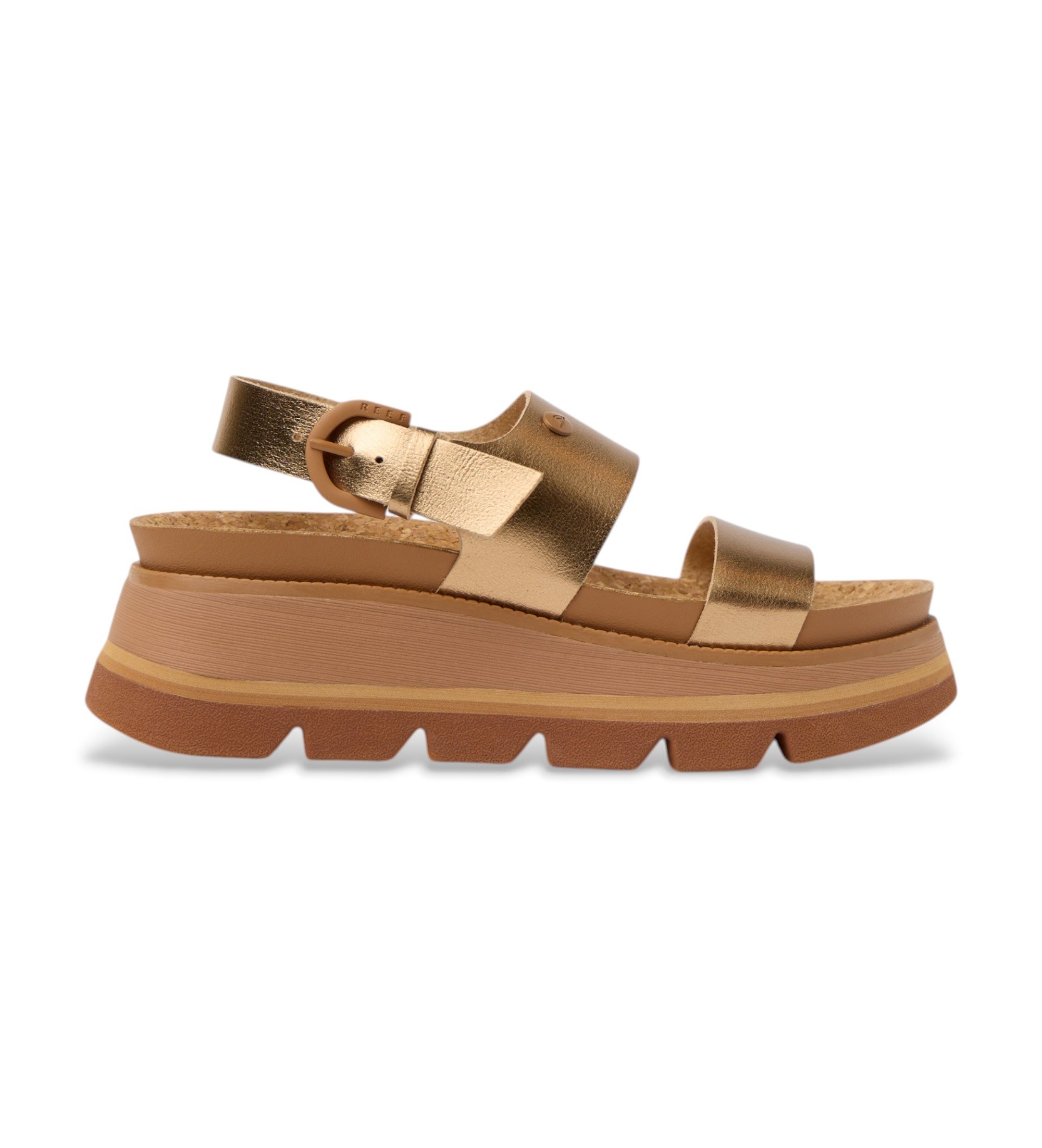 Reef für Damen. CJ8600 Sandalen Vista Luxe Liah bronze (38.5), 3 bis 5 cm, Schnalle, Lässig