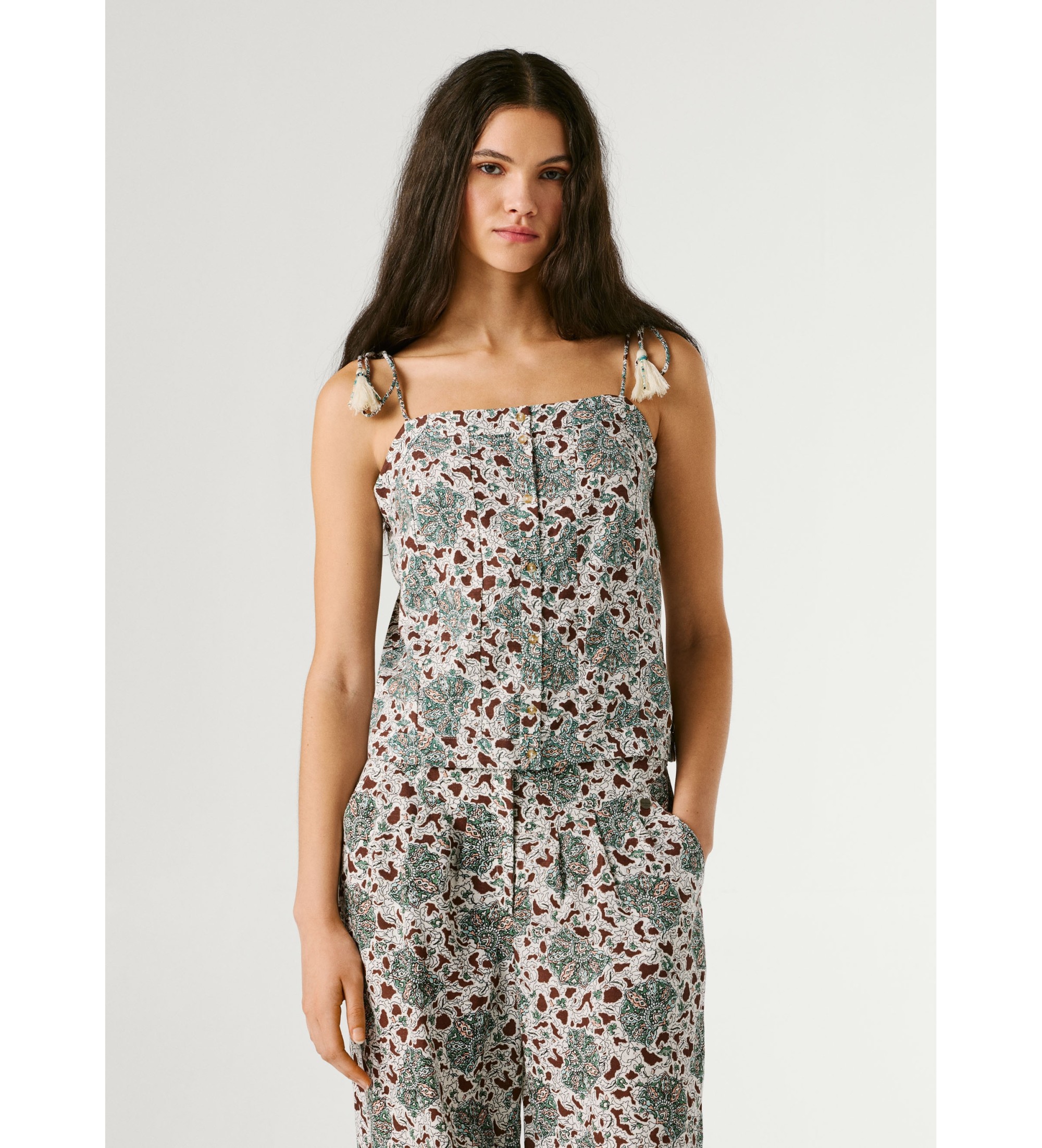 Pepe Jeans für Damen. PL3051375 Top Agnes grün (S), Lässig, Viskose, Ärmellos / Hosenträger