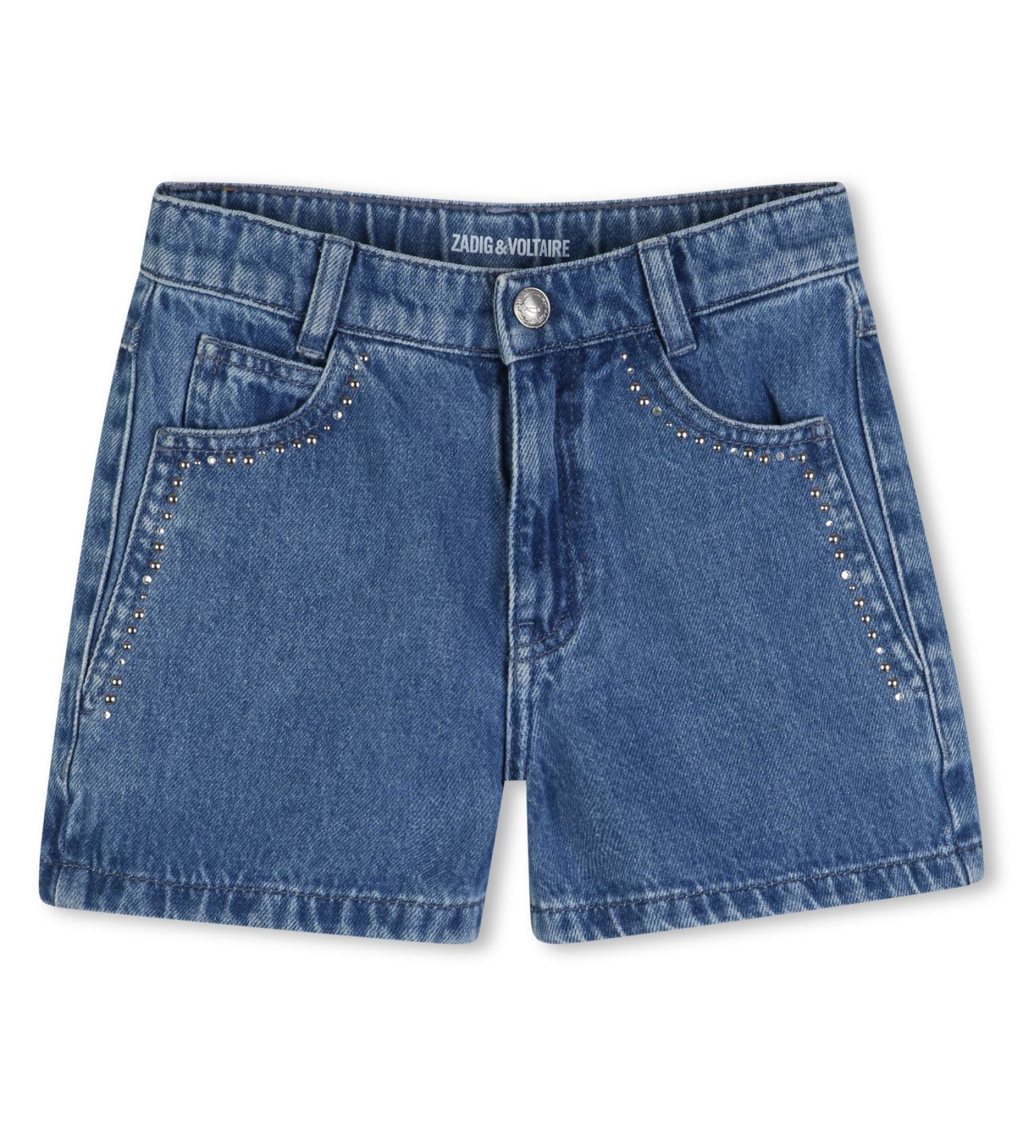 Zadig & Voltaire für Mädchen. X60563 Blaue Denim-Shorts (12Y= 150cm), Lässig, Baumwolle, Kinderbekleidung