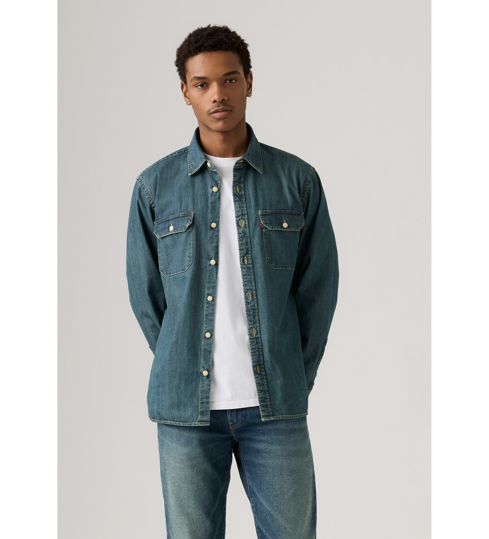 Levi's für Herren. 19573-0269 Dunkelblaues Jackson Worker-Hemd (S), Lässig, Baumwolle, Langarm