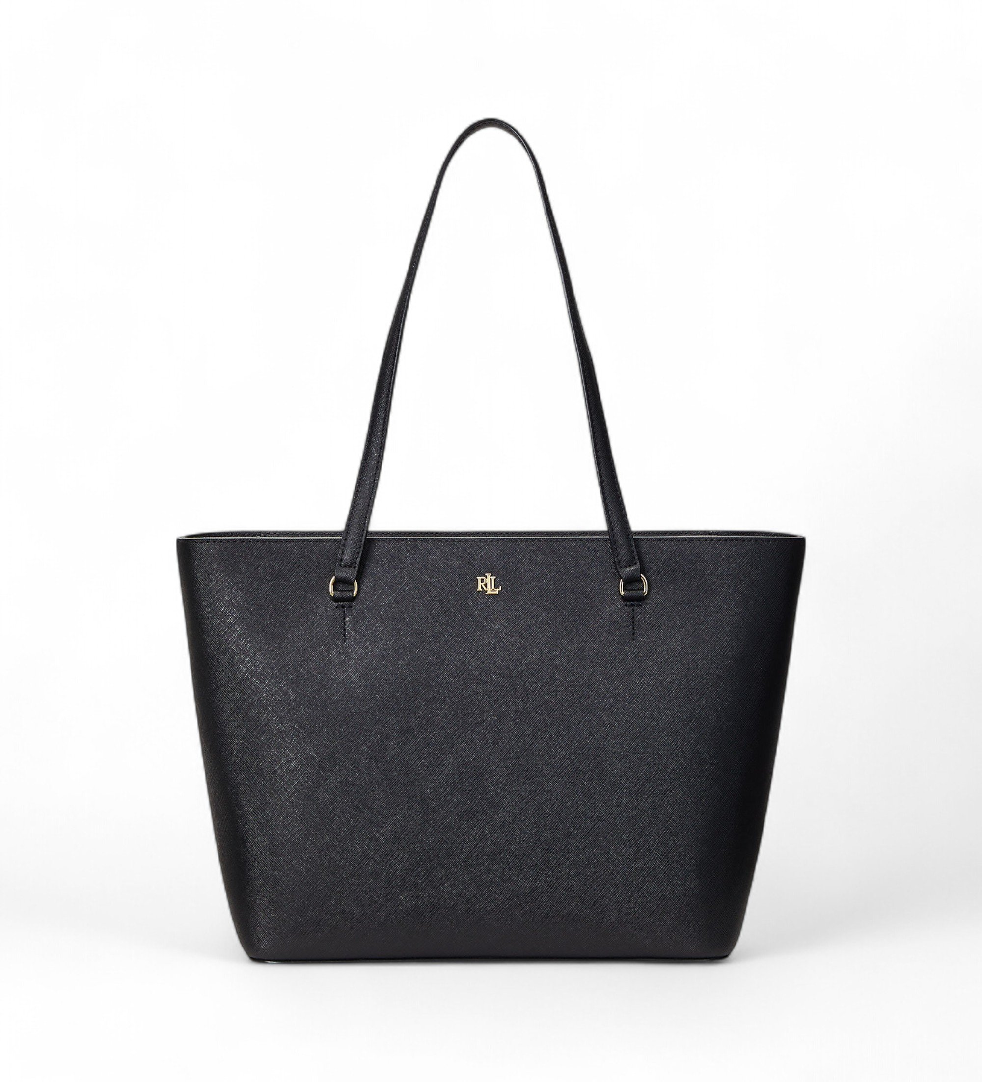 Lauren Ralph Lauren für Damen. 431924351001 Mittelgroße Tote-Tasche Karly aus schwarzem Kreuzleder (OSFA), Lässig, Klassisch