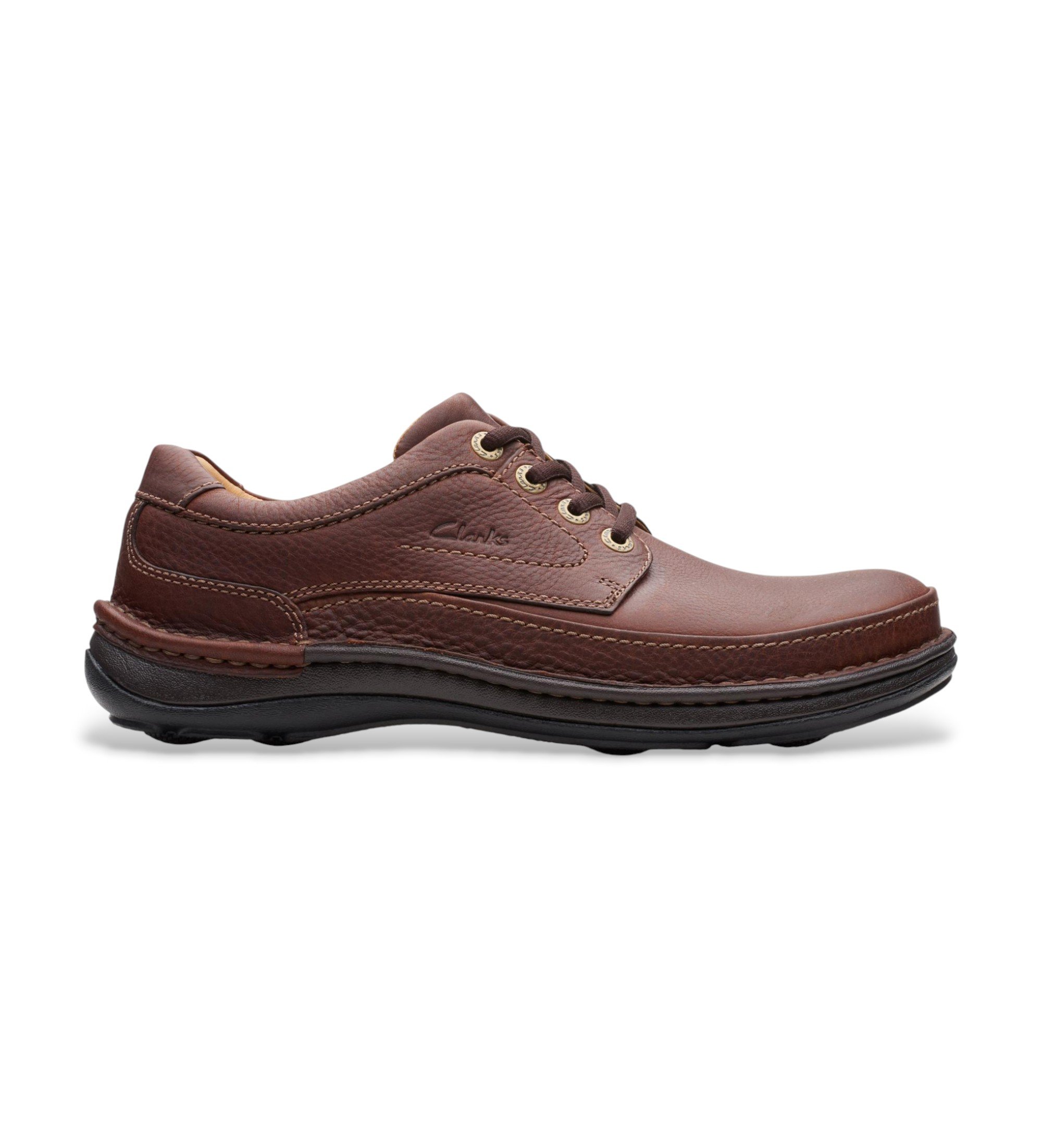Clarks für Herren. 20339005 Natur Drei braune Lederschuhe (39.5), Wohnung, Schnürsenkel, Lässig