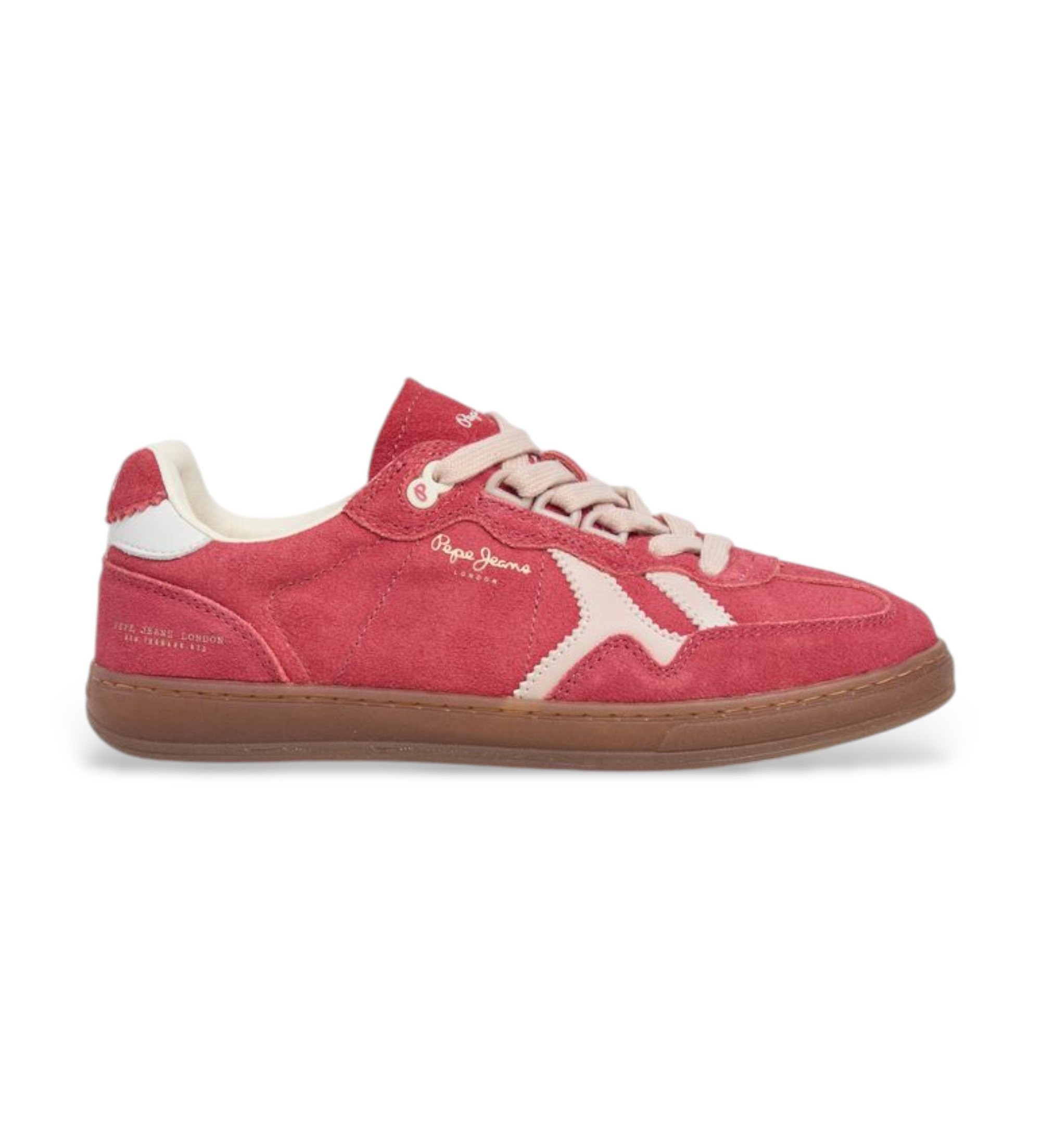 Pepe Jeans für Damen. PLS000025 Leder Turnschuhe Ball Retro rot (37), Wohnung, Schnürsenkel, Lässig