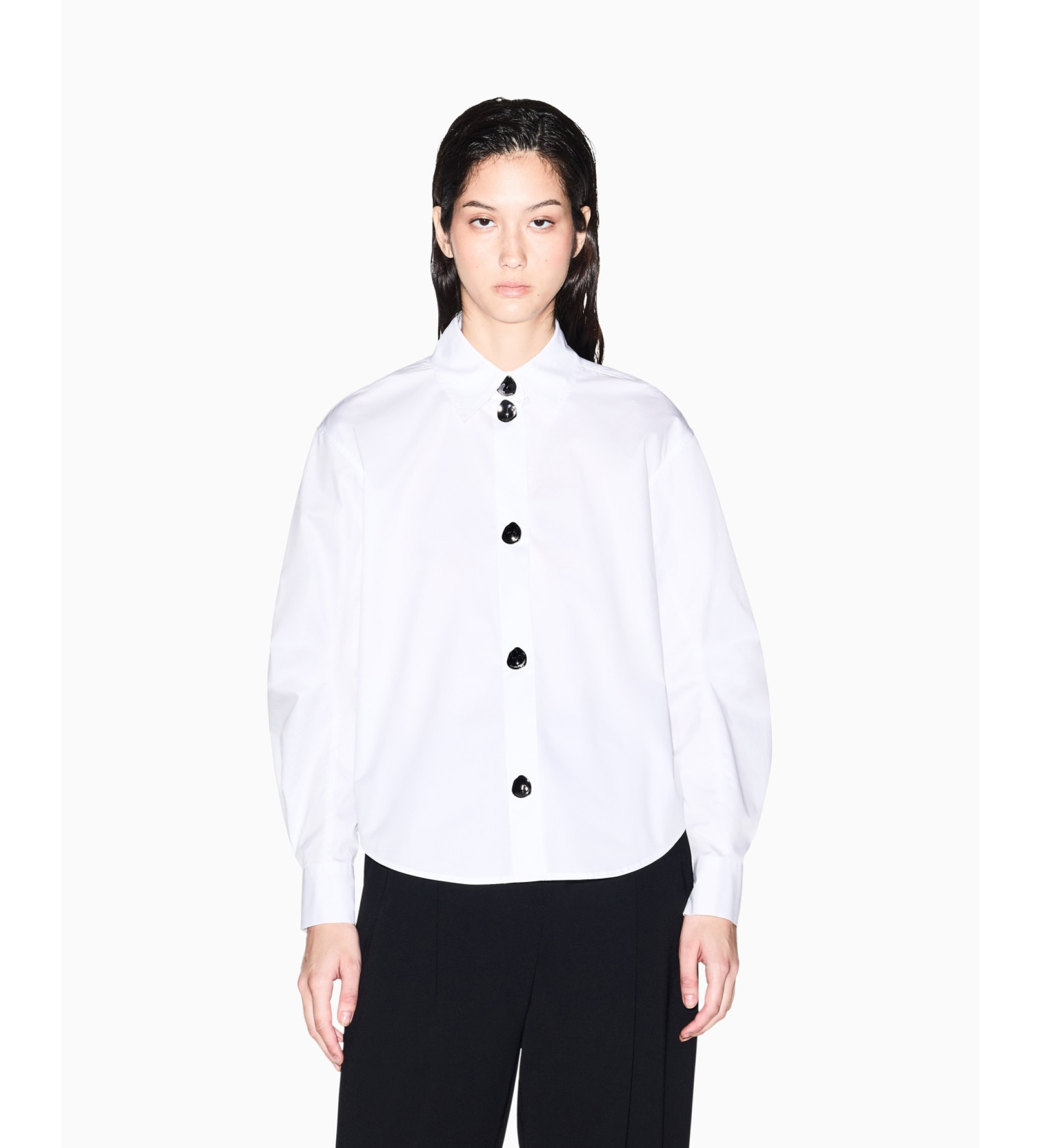 A|X Armani Exchange für Damen. XW002008AF18862U0002 Hemd Spezial weiß (XS), Lässig, Baumwolle, Klassisch, Langarm