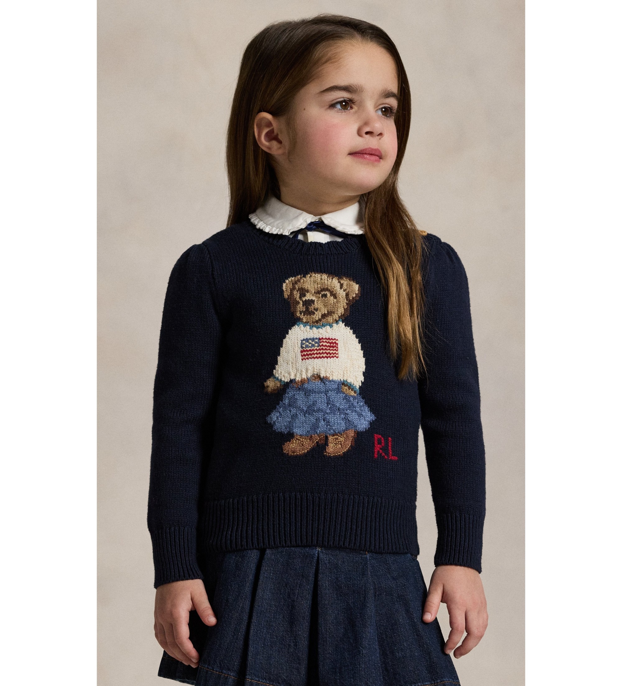 Polo Ralph Lauren für Mädchen. 312702268001 Baumwollpullover mit marineblauem Polo-Bären-Motiv (6años= 117/123cm), Lässig, Baumwolle, Langar