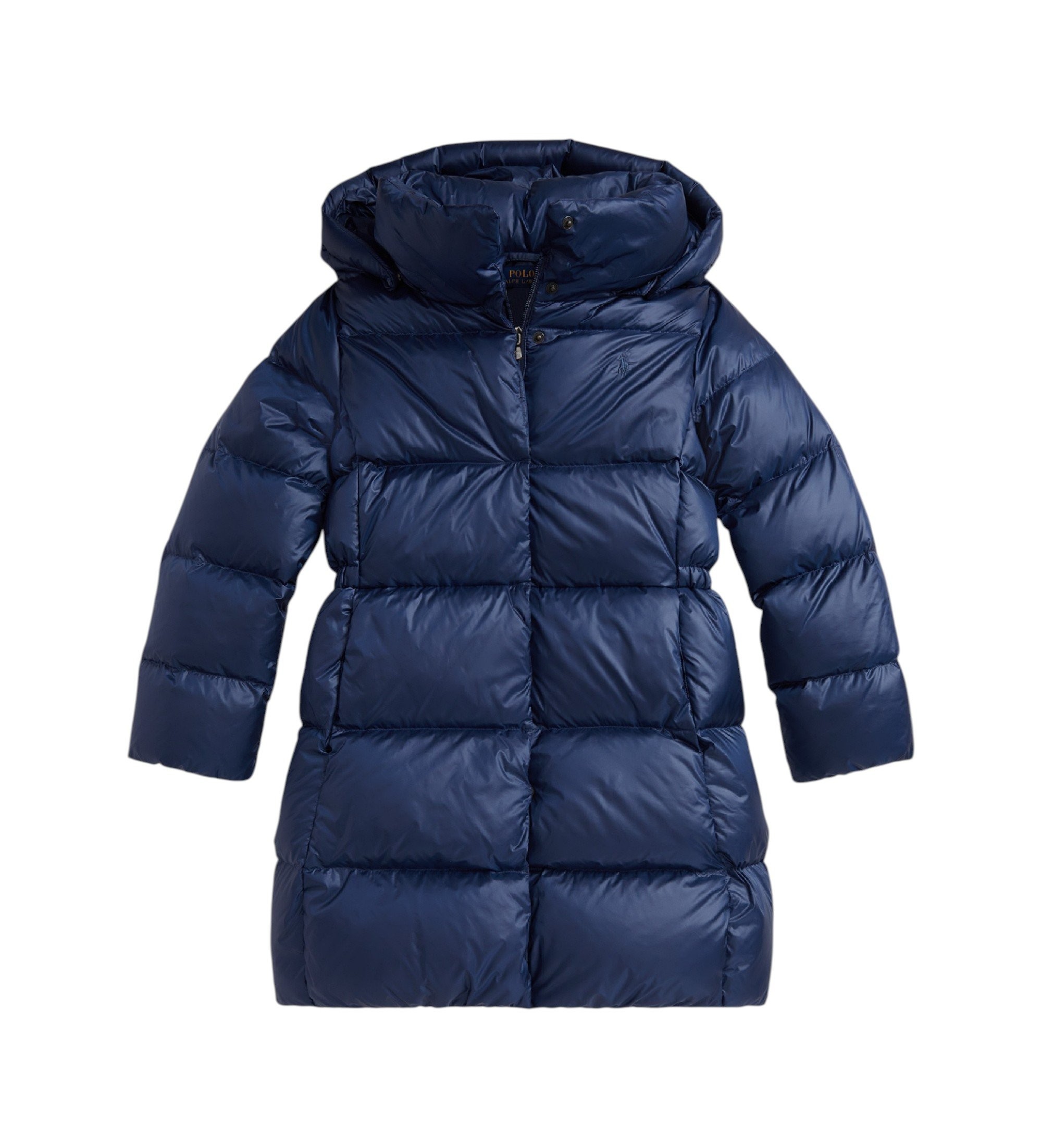 Polo Ralph Lauren für Mädchen. 313970094003 Lange Daunenjacke mit Kapuze marineblau ((L) 10/11años= 144/154cm), Lässig, Recyceltes Nylon, Ki