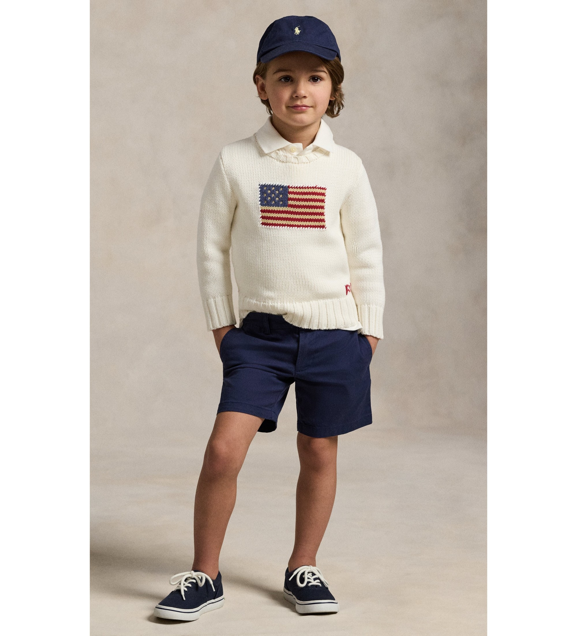 Polo Ralph Lauren für Jungen. 322668285006 Pullover mit Emblem und weißer Flagge (2años= 94/100cm), Lässig, Baumwolle, Langarm, Kinderbeklei