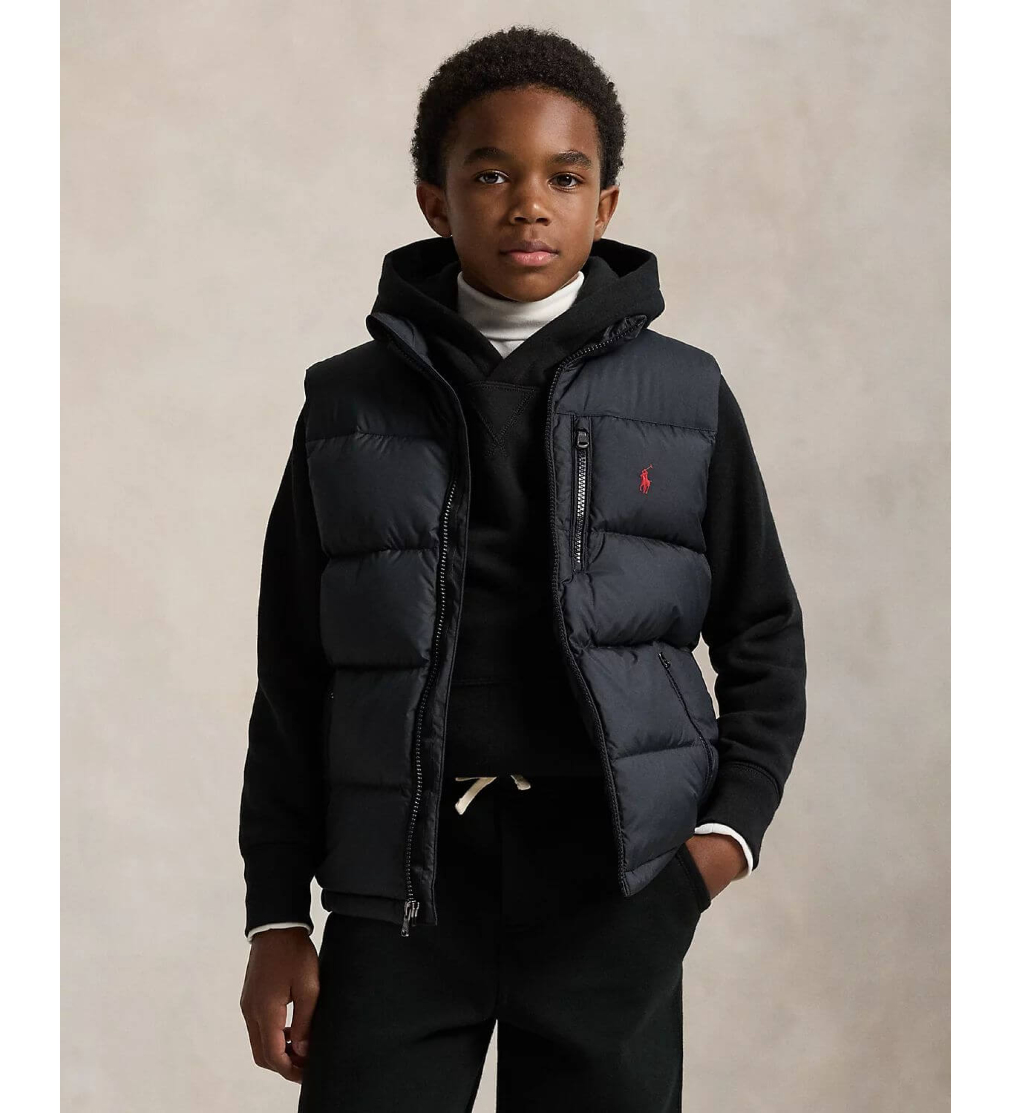 Polo Ralph Lauren für Jungen. 323969863001 Schwarze Daunenweste von Gorham ((M) 8/9años= 140/149cm), Lässig, Polyester, Kinderbekleidung