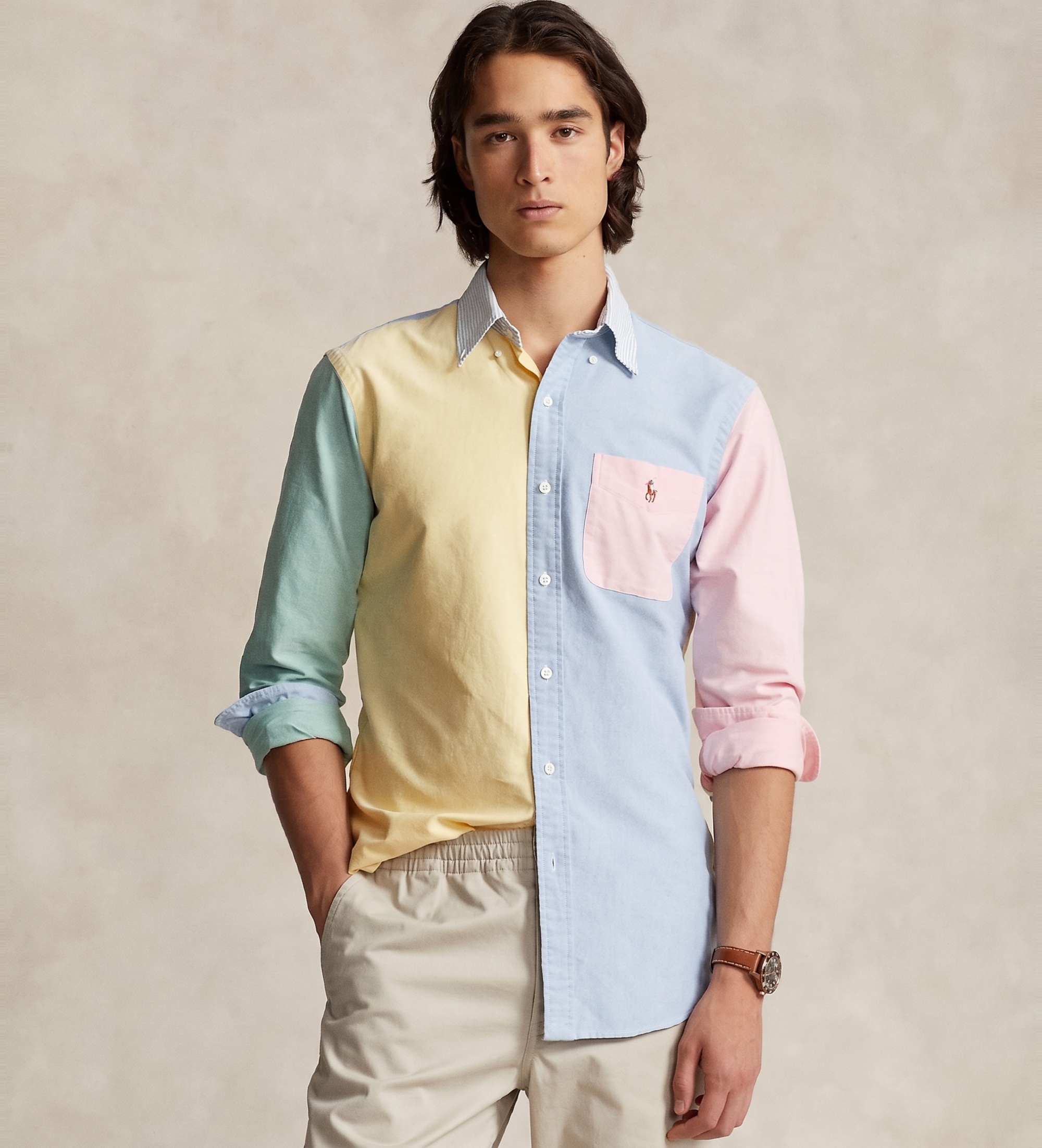 Polo Ralph Lauren für Herren. 710928919001 Mehrfarbiges Oxford Fun Shirt (S), Lässig, Baumwolle, Langarm