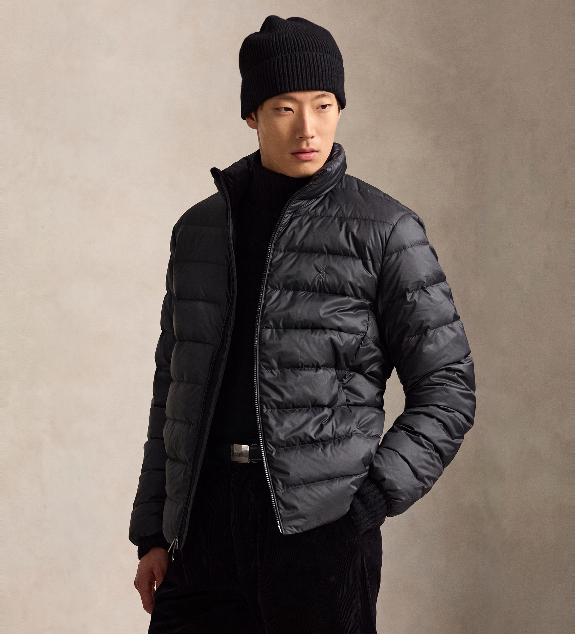 Polo Ralph Lauren für Herren. 710B20424003 Faltbare Colden Daunenjacke in Schwarz (M), Lässig, Recyceltes Polyester