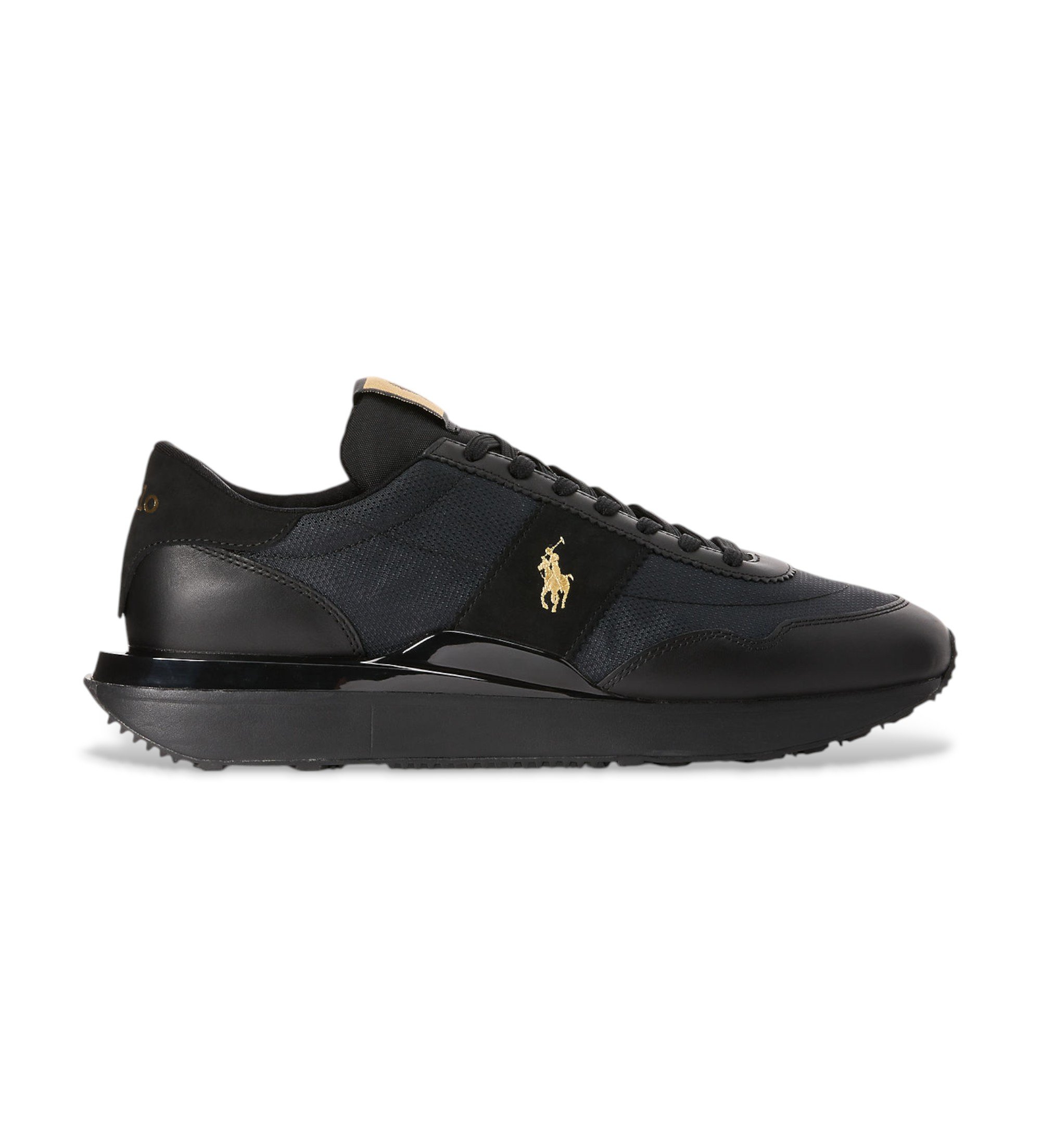 Polo Ralph Lauren für Herren. 809952269001 Train 89 Sneaker aus Leder, schwarz (36), Wohnung, Schnürsenkel, Lässig