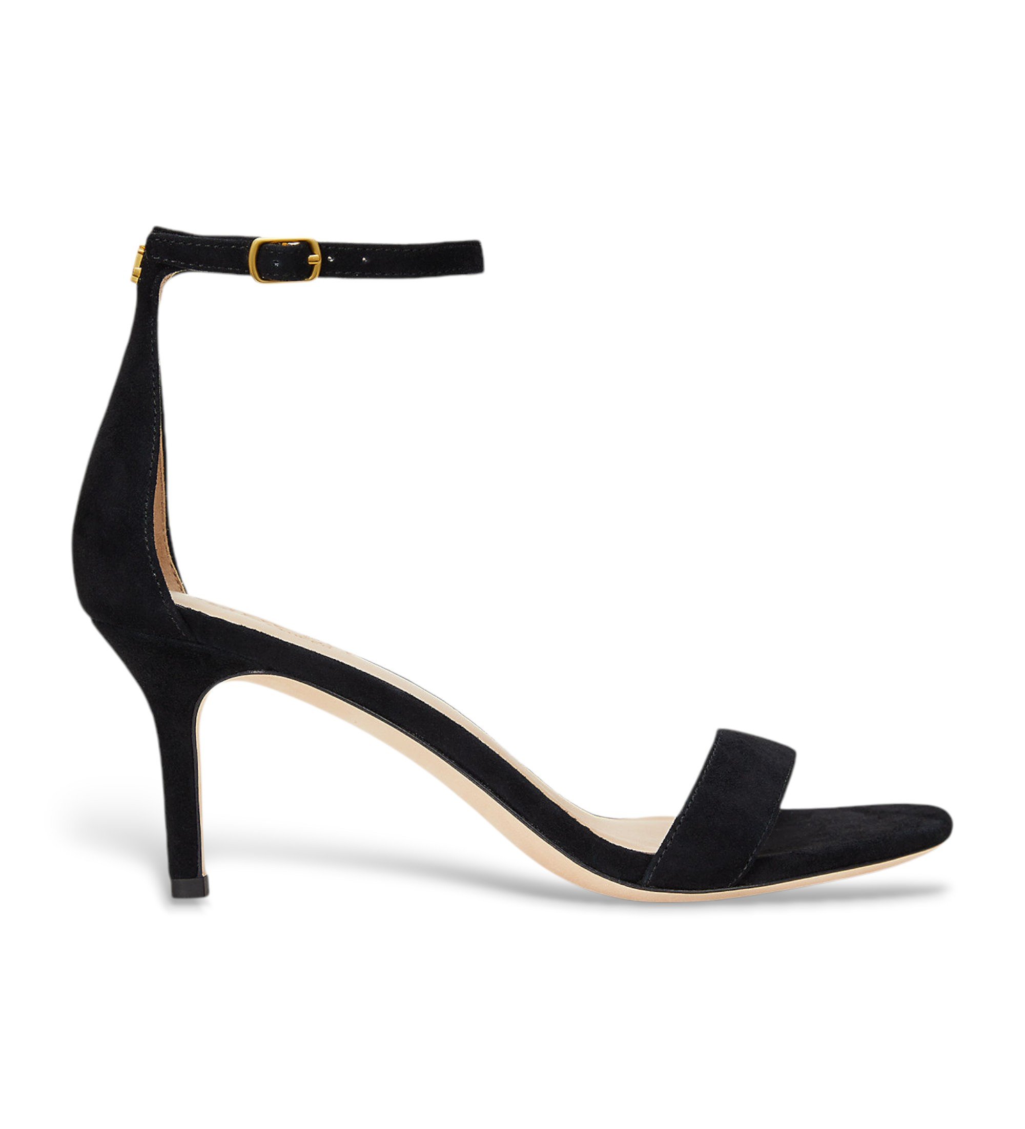 Lauren Ralph Lauren für Damen. 802959175001 Allie Leder-Sandalen mit Absatz schwarz (41), 3 bis 5 cm, Wildleder, Keine, Lässig