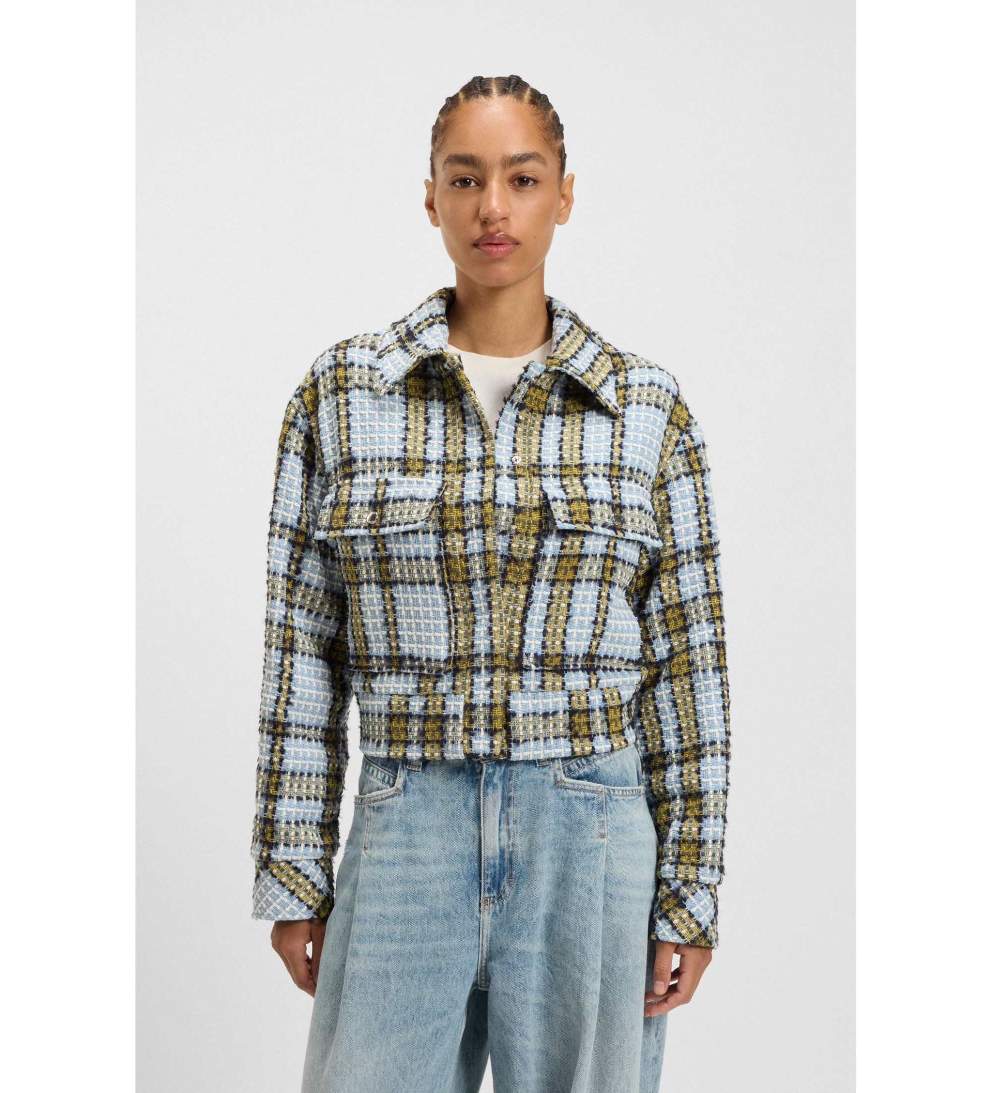 BOSS für Damen. 50535225 Jatwedi Jacke blau (XS), Lässig, Baumwolle