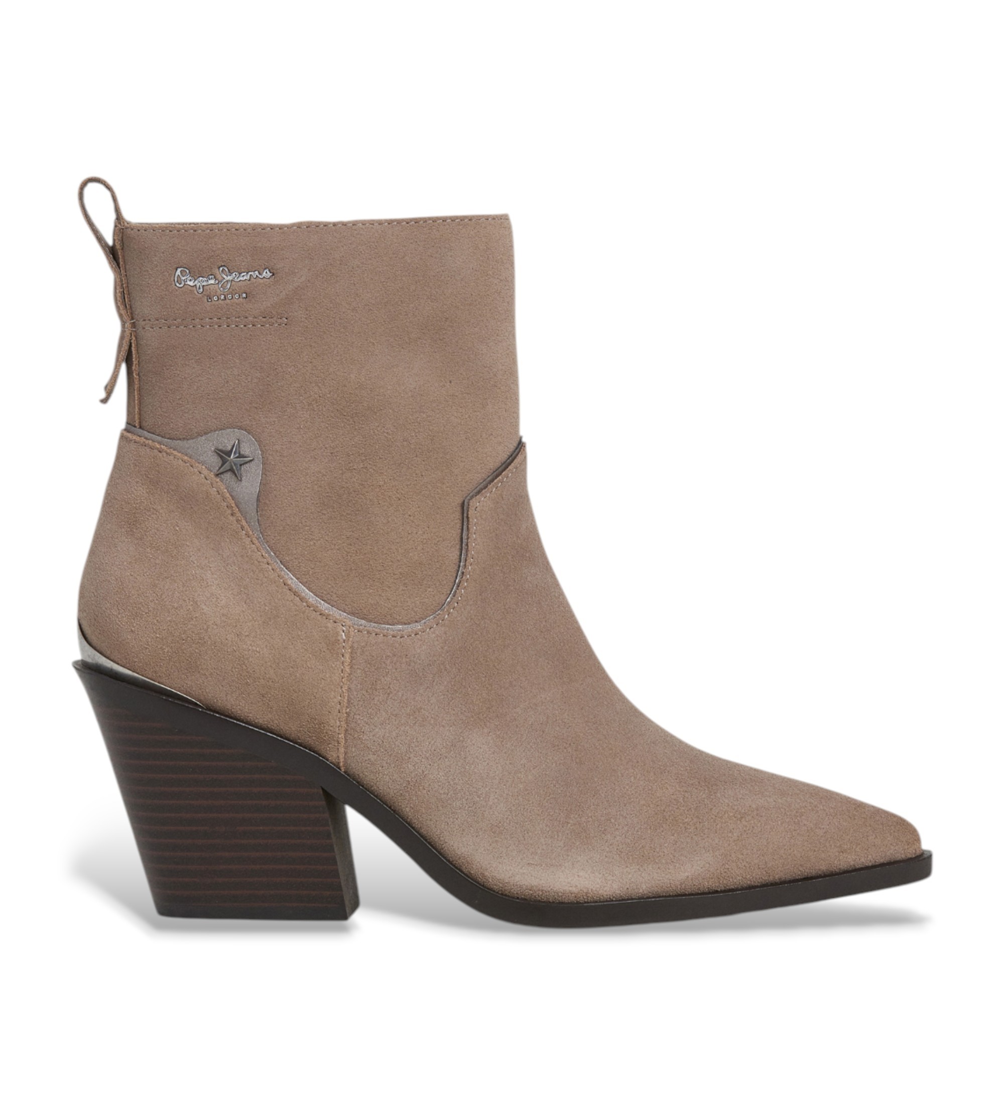 Pepe Jeans für Damen. PLS500014 Gina Smart Beige Lederstiefeletten (38), 3 bis 5 cm, Reißverschluss, Lässig