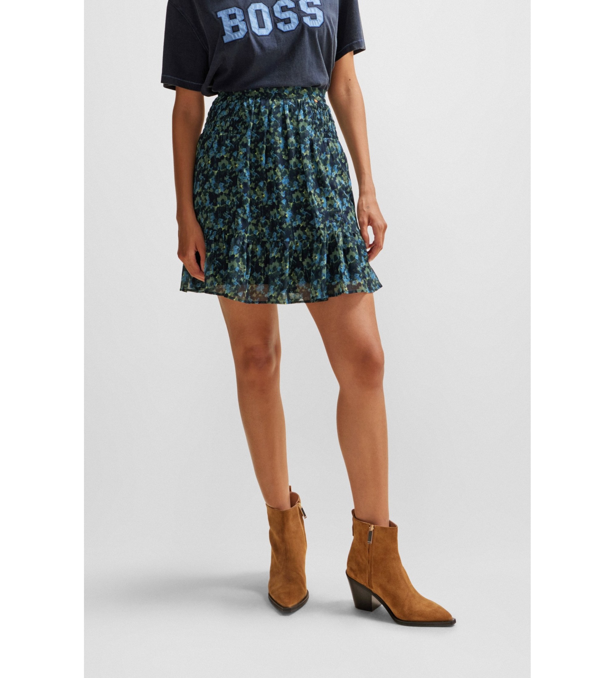BOSS für Damen. 50507616 Weichsel-Rock blau (36), Lässig, Mehrfarbig, Polyester