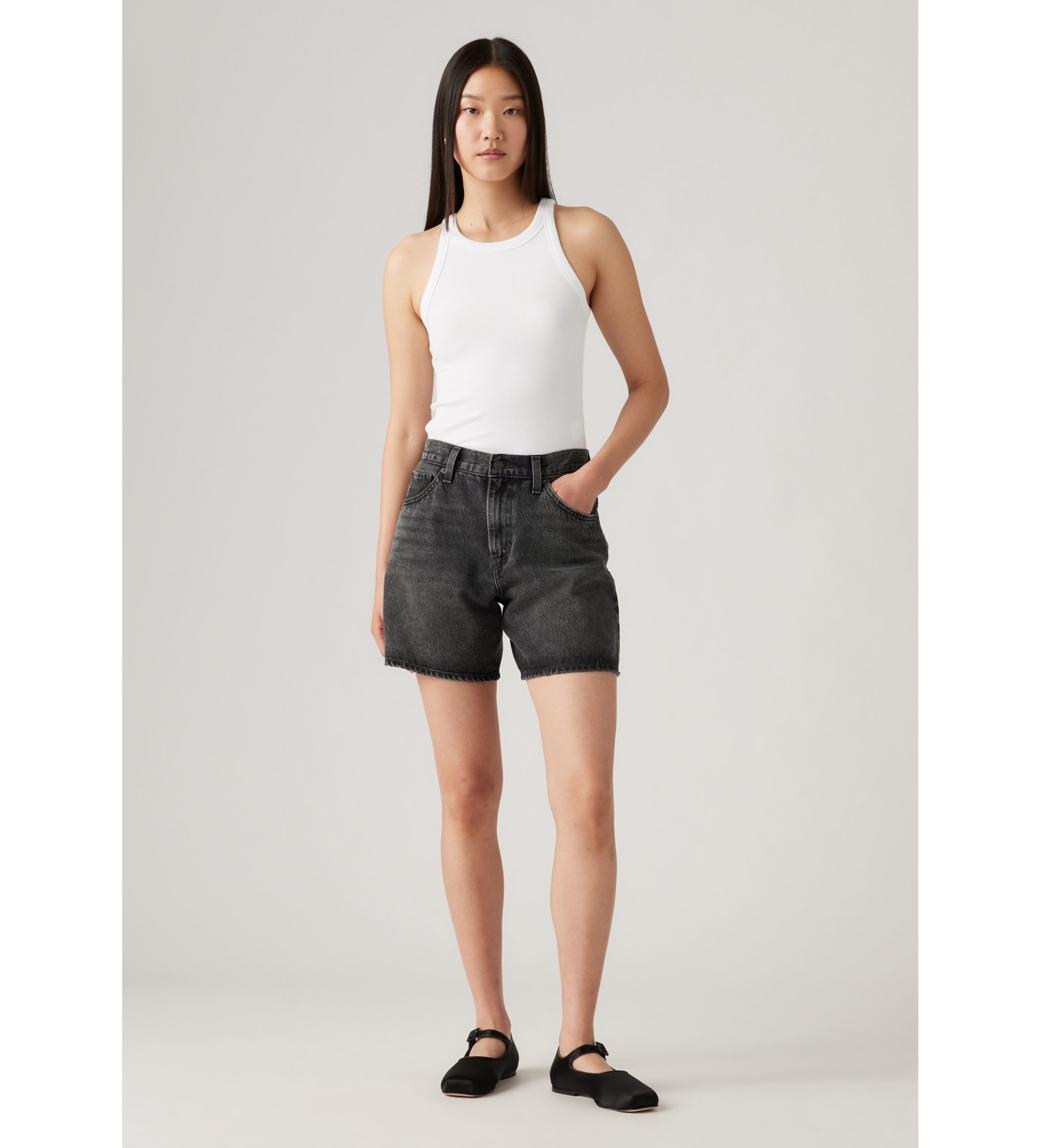 Levi's für Damen. A9311-0003 High Rise Baggy Shorts schwarz (34), Lässig, Baumwolle