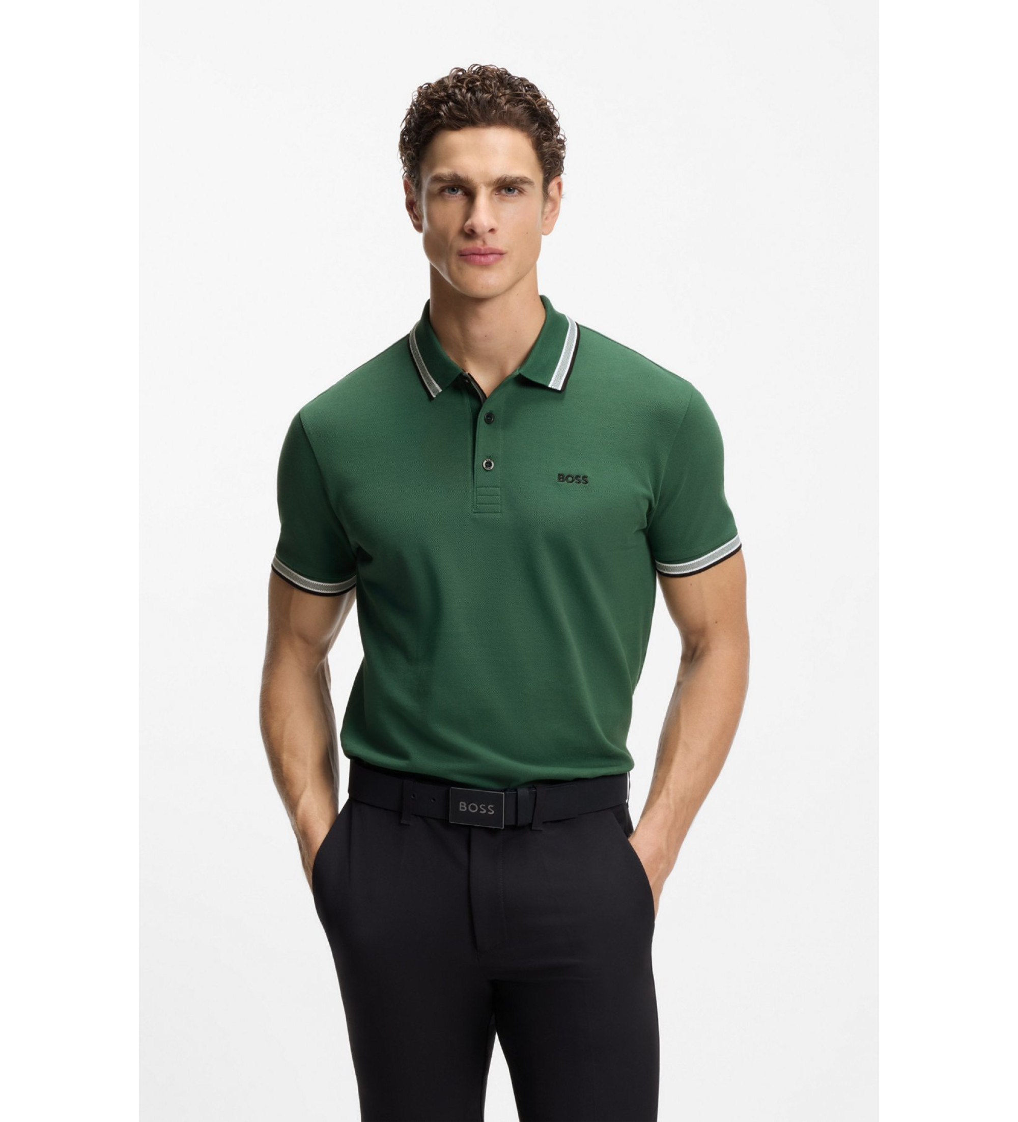 BOSS für Herren. 50469055 Polo Paddy dunkelgrün (M), Lässig, Baumwolle, Kurzarm