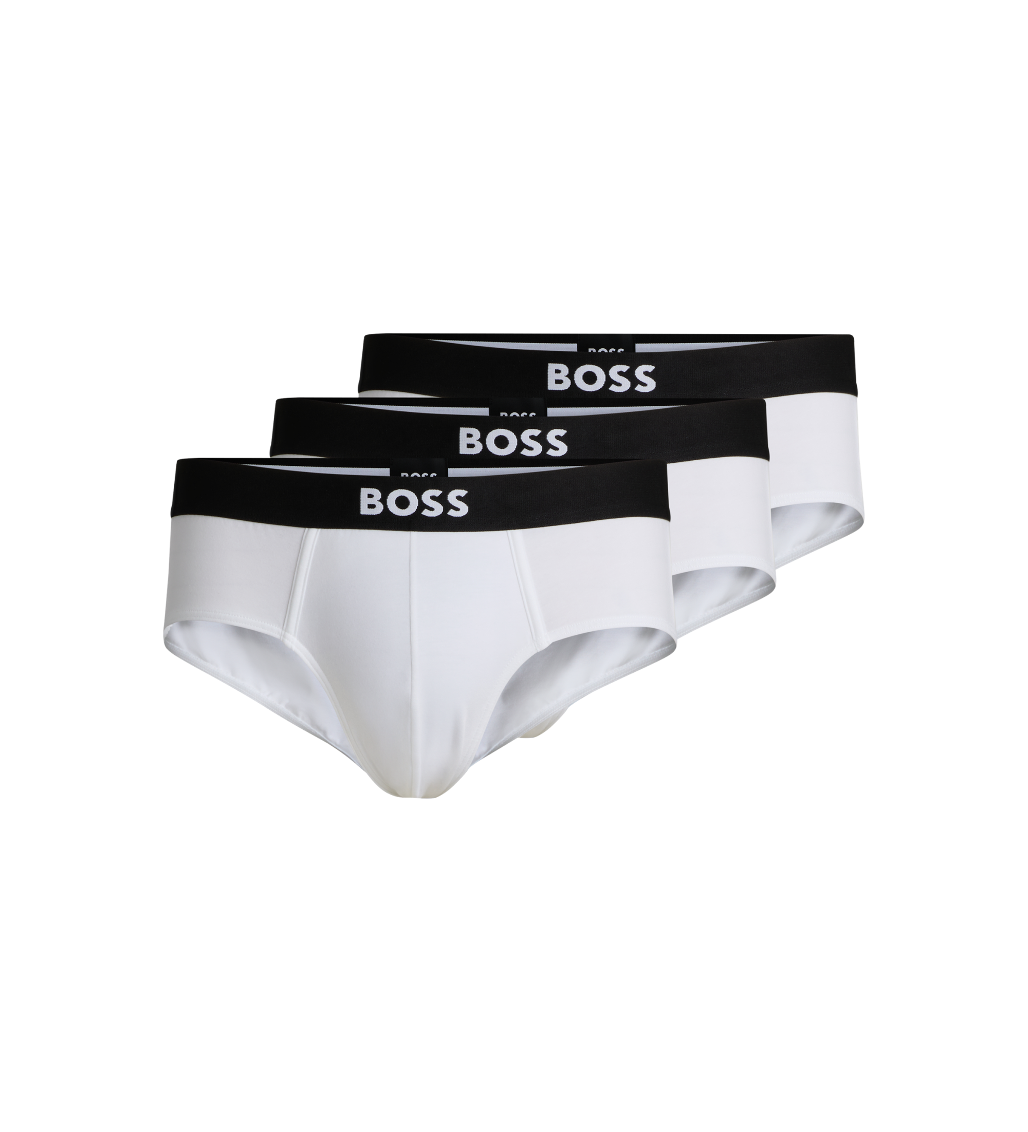 BOSS für Herren. 50546561 Set 3 Slips Logo an der Taille weiß (M), Heimtextilien, Baumwolle
