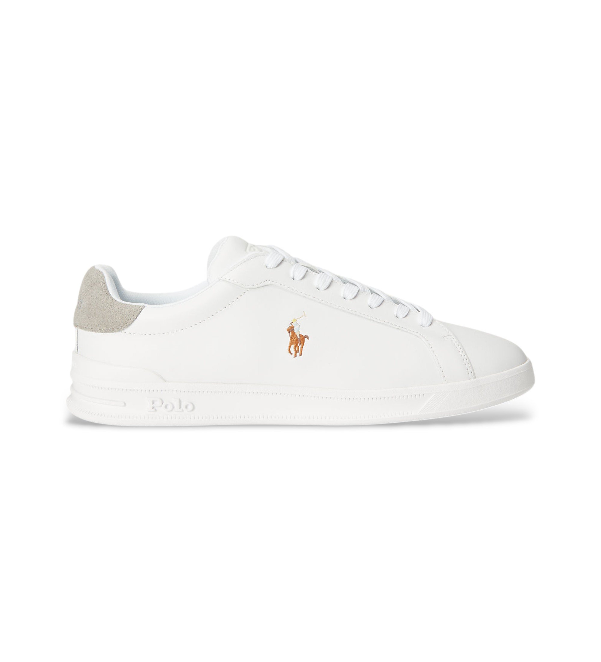 Polo Ralph Lauren für Herren. 809940762002 Heritage Leder Turnschuhe weiß, grau (41), Wohnung, Schnürsenkel, Lässig