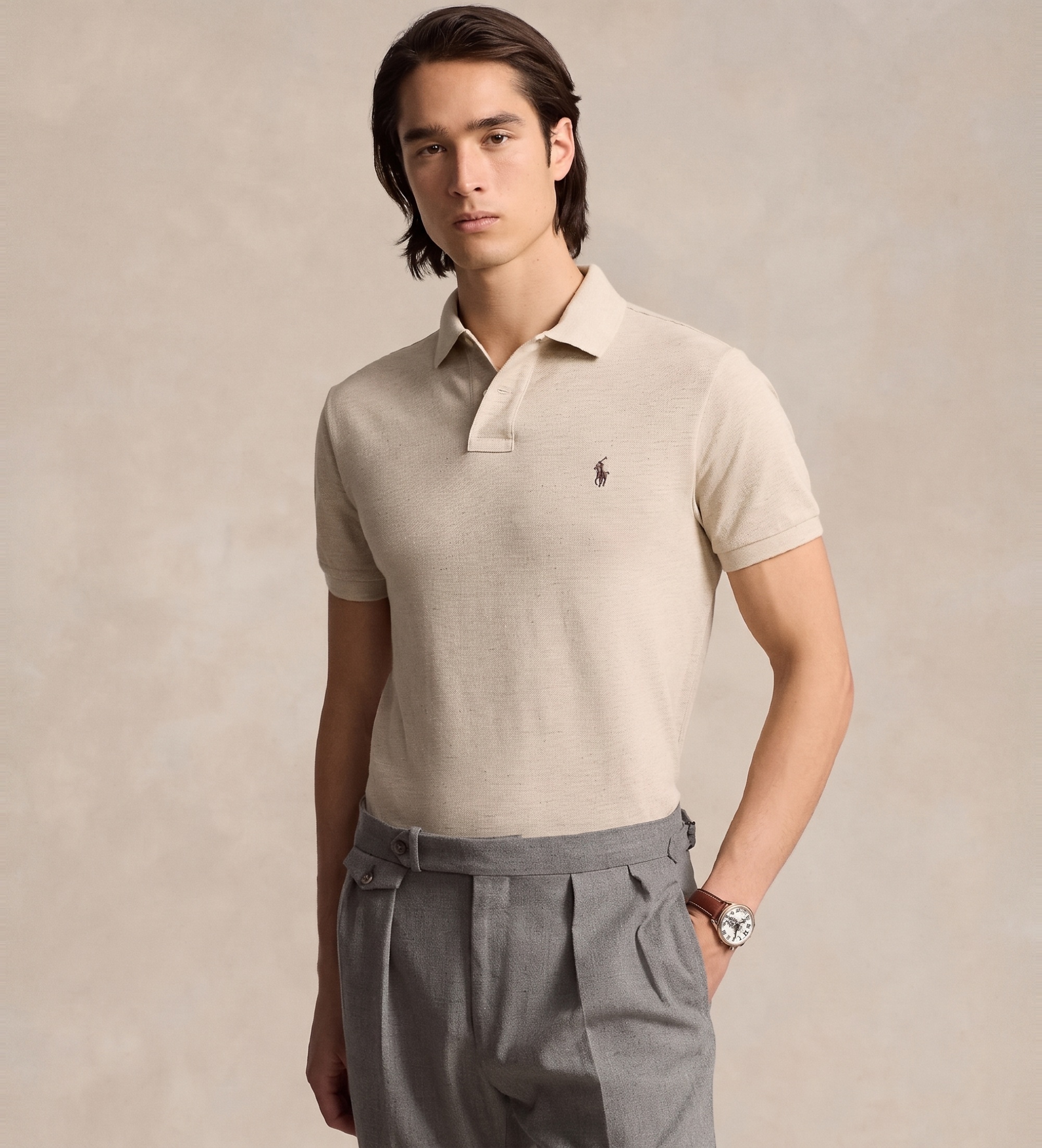 Polo Ralph Lauren für Herren. 710680784342 Beiges Mesh-Poloshirt (XXL), Lässig, Baumwolle, Kurzarm
