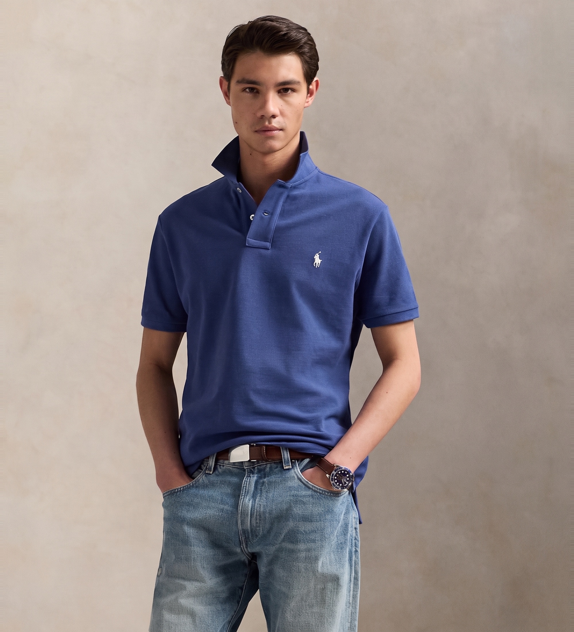 Polo Ralph Lauren für Herren. 710680784434 Das kultige blaue Piqué-Poloshirt (XL), Lässig, Baumwolle, Kurzarm