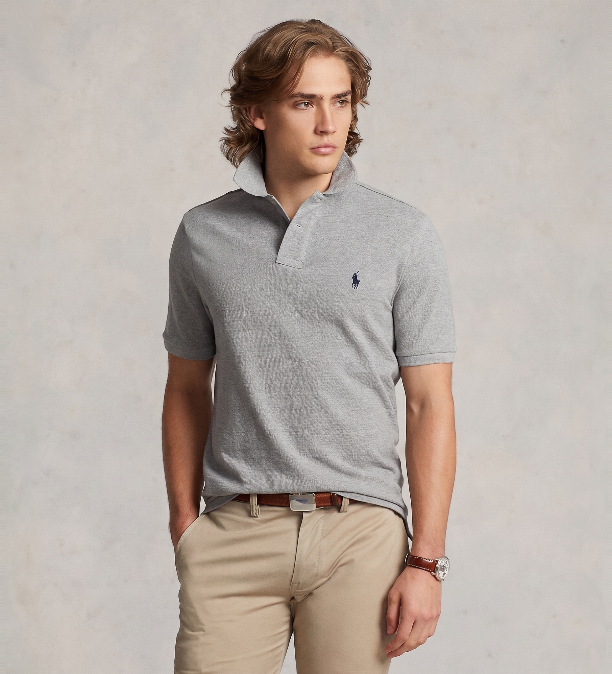 Polo Ralph Lauren für Herren. 710782592003 Das kultige graue Piqué-Poloshirt (XL), Lässig, Baumwolle, Kurzarm