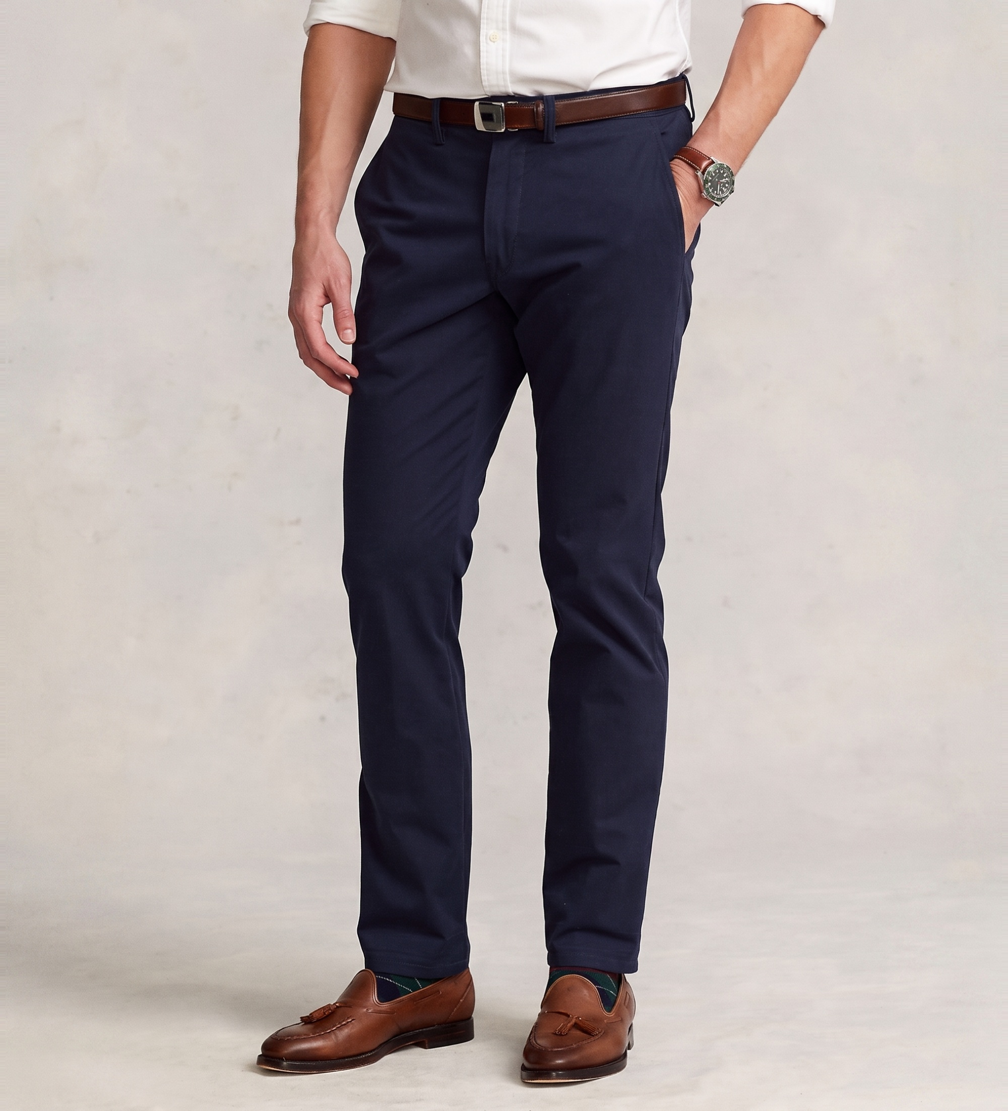 Polo Ralph Lauren für Herren. 710687424004 Marineblaue Bedford Chino-Hose in gerader Passform (33/32), Lässig, Baumwolle