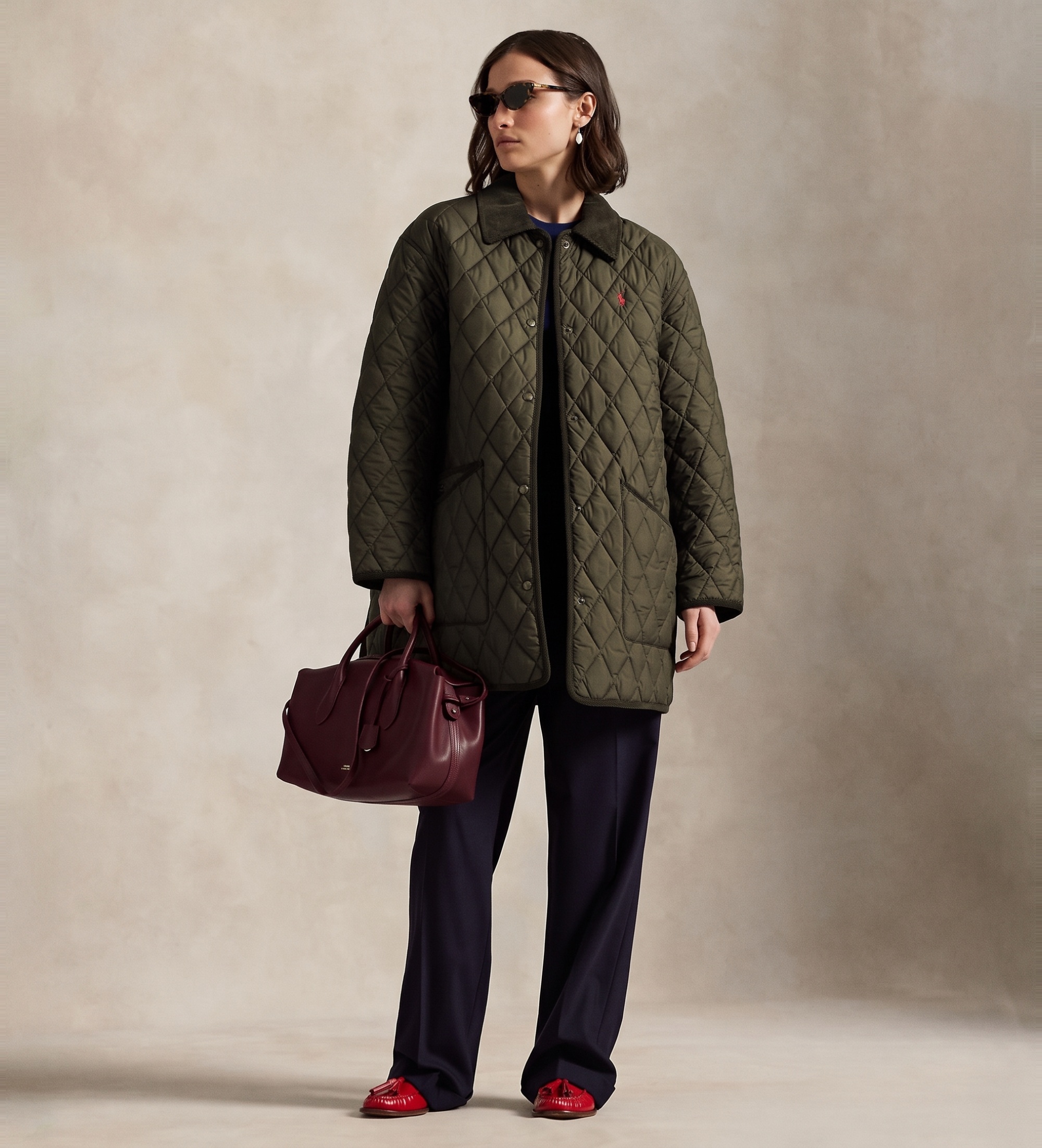 Polo Ralph Lauren für Damen. 211971180002 Grüne, wattierte Cowboyjacke (M), Lässig, Polyester