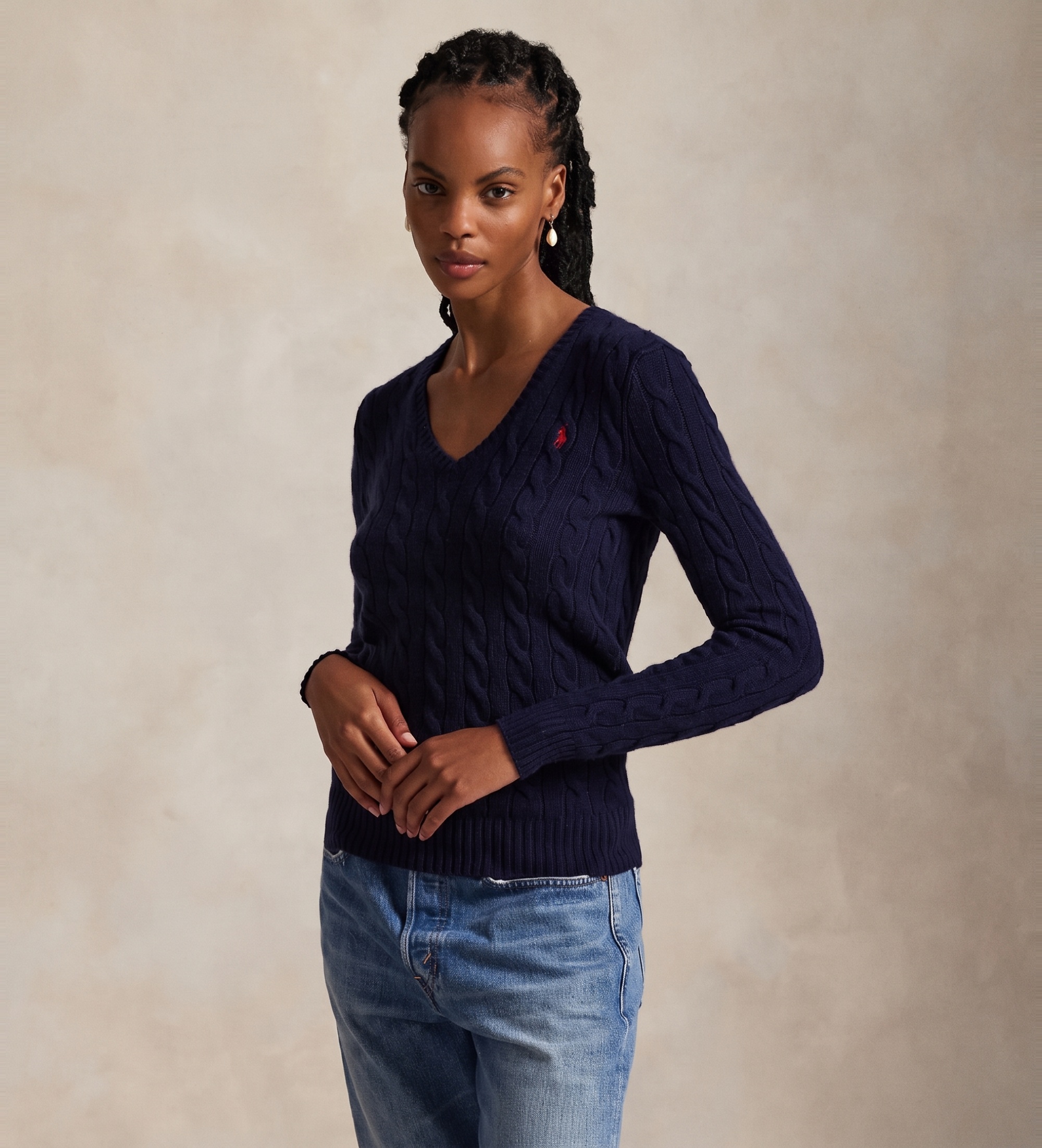 Polo Ralph Lauren für Damen. 211971866003 Pullover aus Kaschmir und Wolle in Marineblau (XXS), Lässig, Langarm