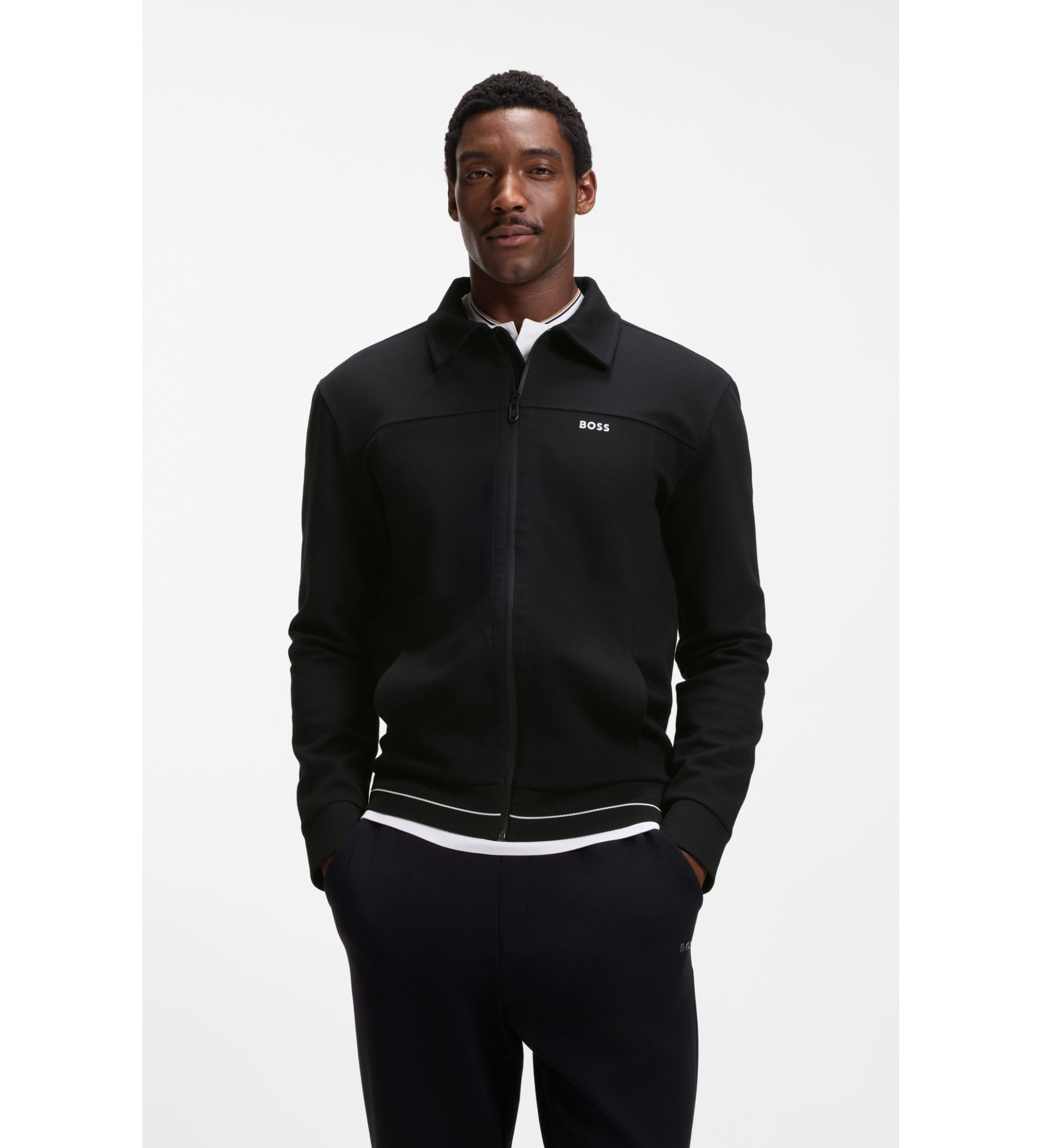 BOSS für Herren. 50558579 Baumwollsweatshirt mit gesticktem Logo schwarz (M), Lässig, Baumwolle