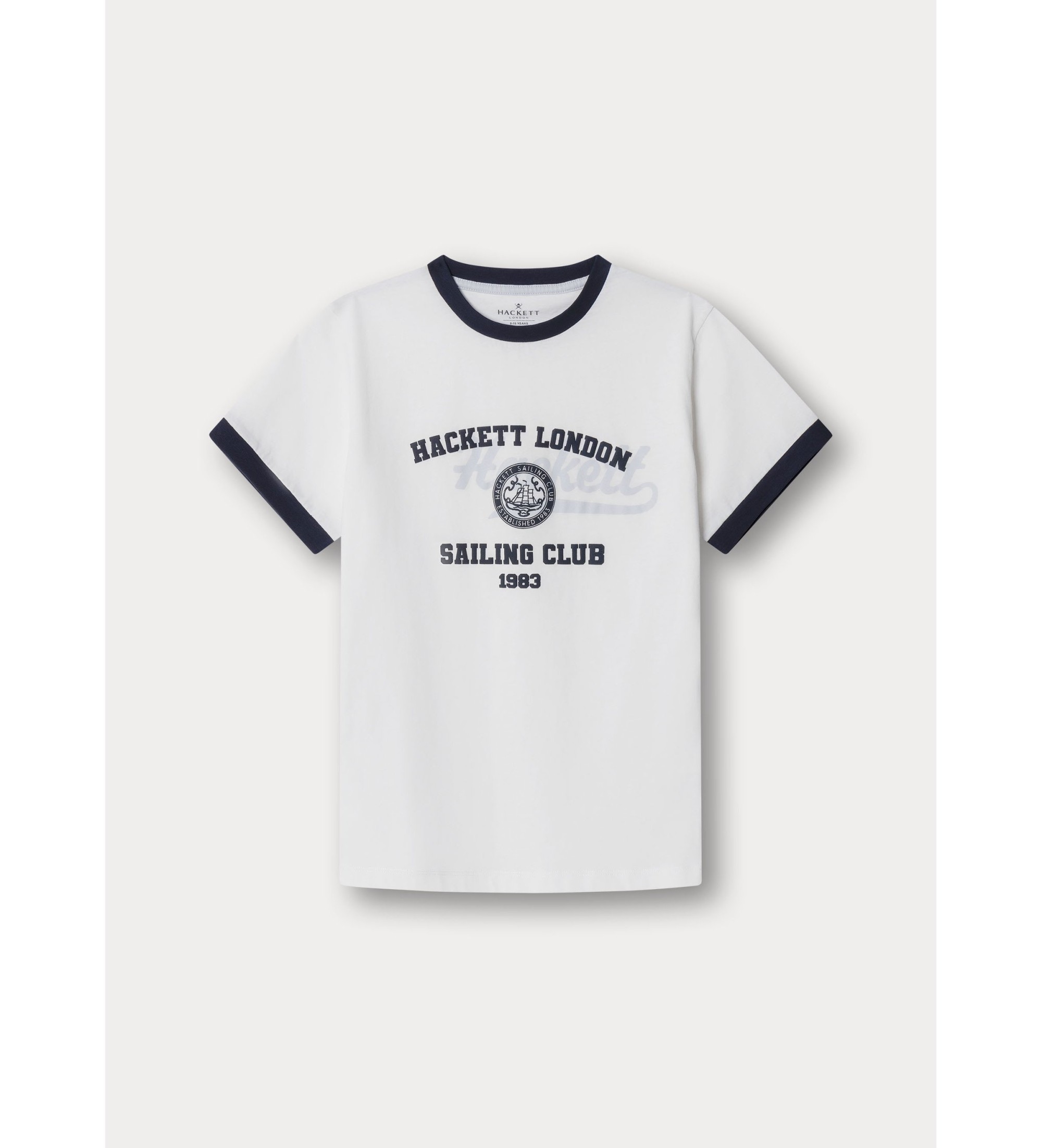 Hackett London für Jungen. HK5000030 T-Shirt SAILING CLUB 1983, weiß (Y15), Lässig, Baumwolle, Kurzarm, Kinderbekleidung